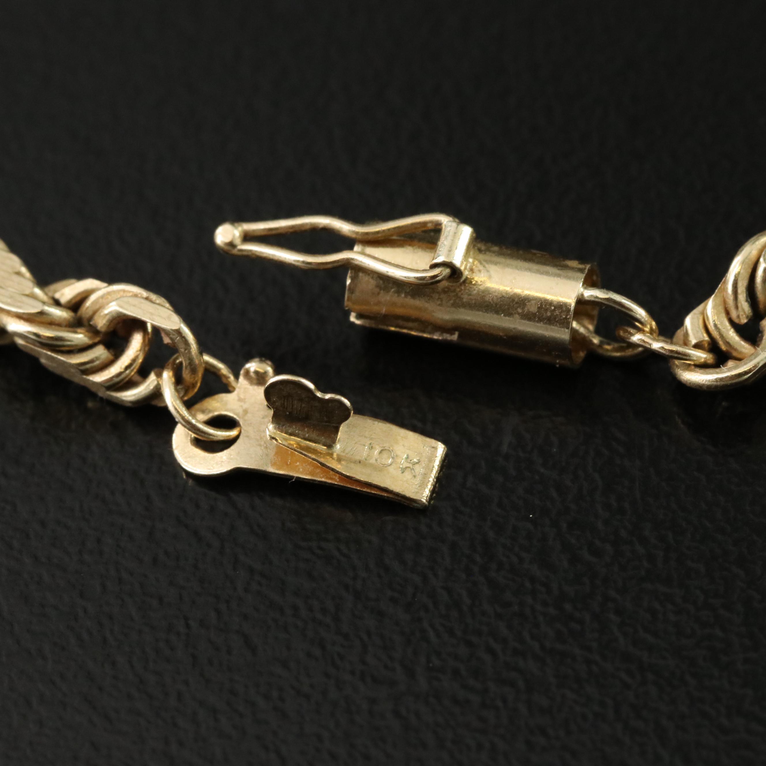 Vintage 10K Braided Rope Chain with 14K Cross Pendant