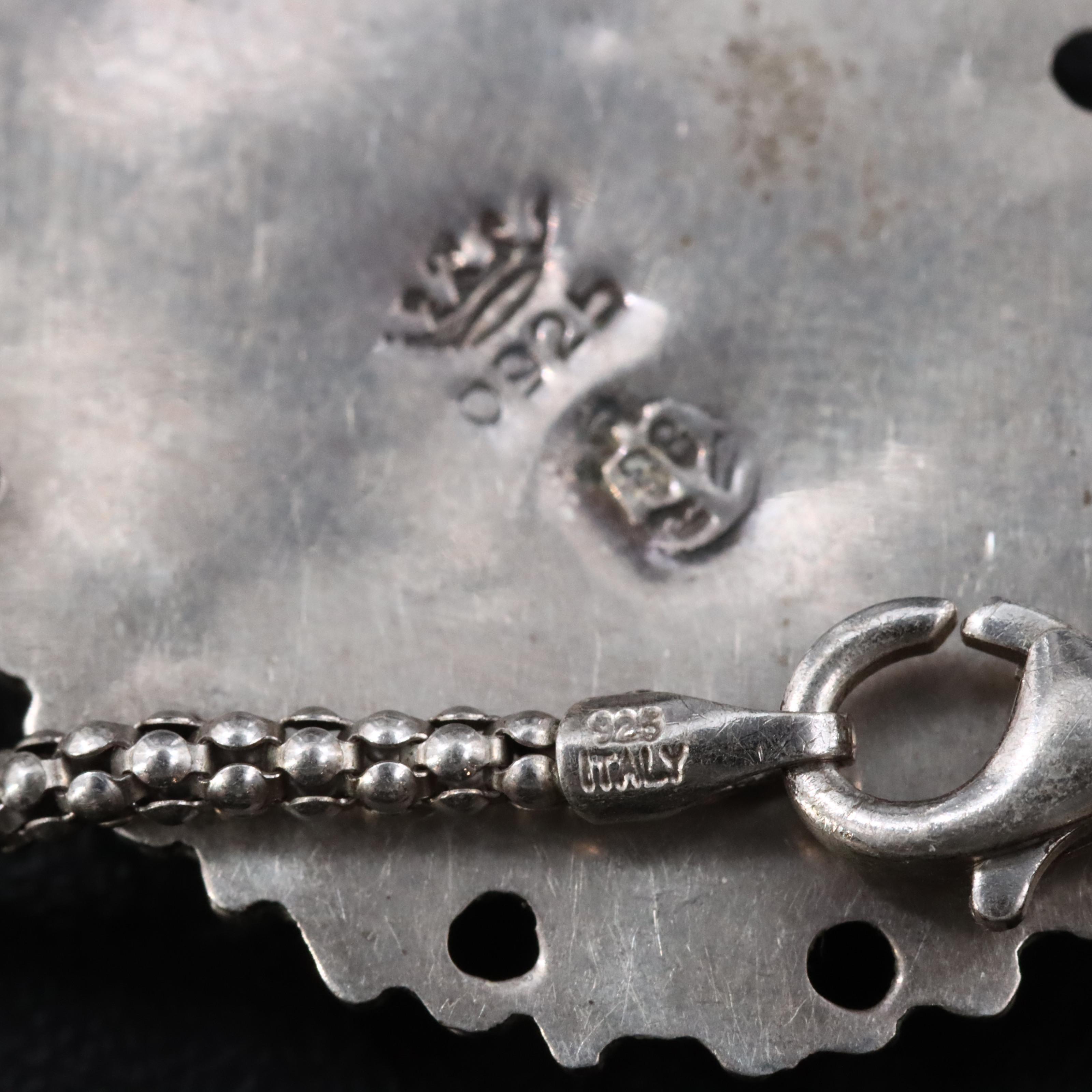 Sterling Faux Turquoise Pendant Necklace