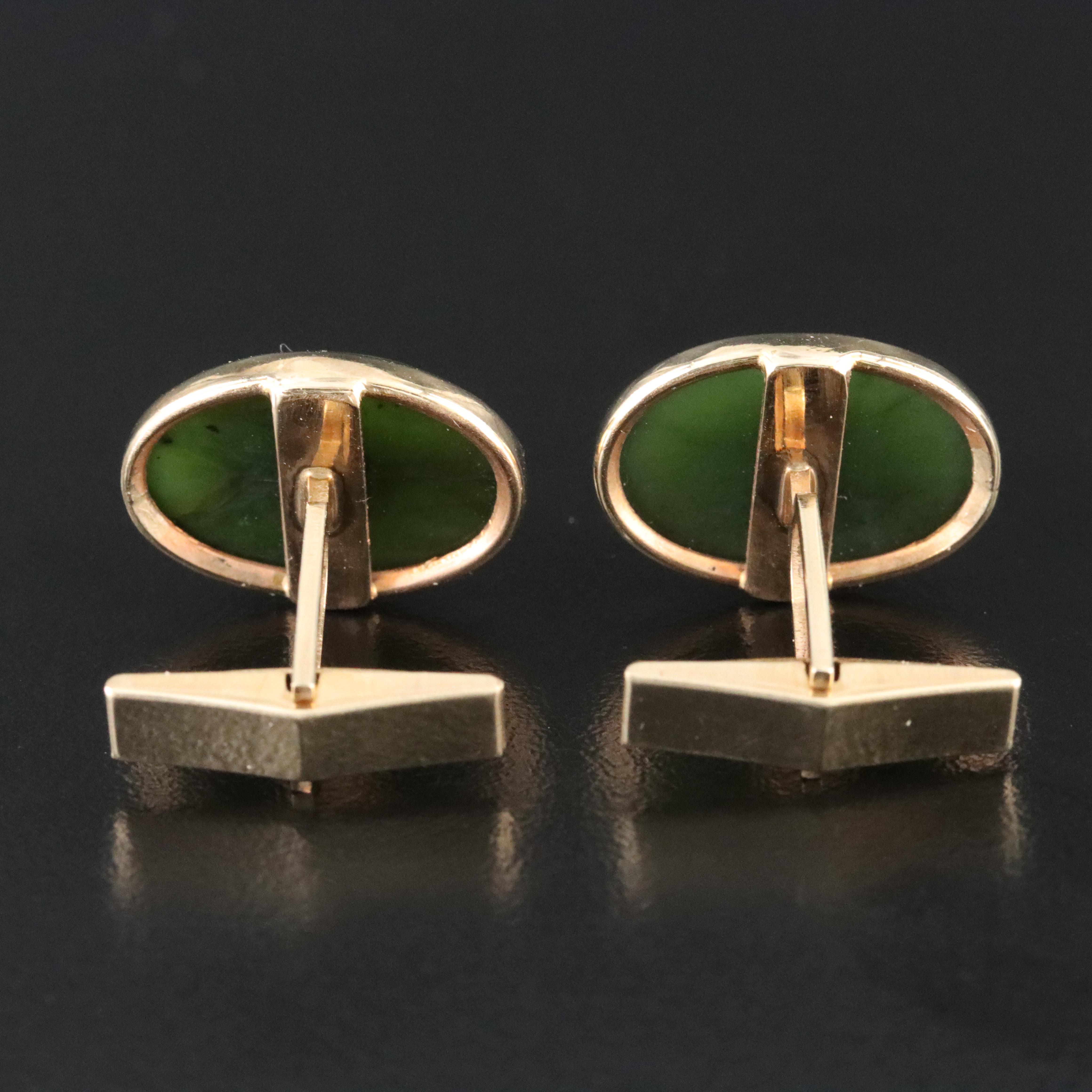 14K and 10K Nephrite Cufflinks