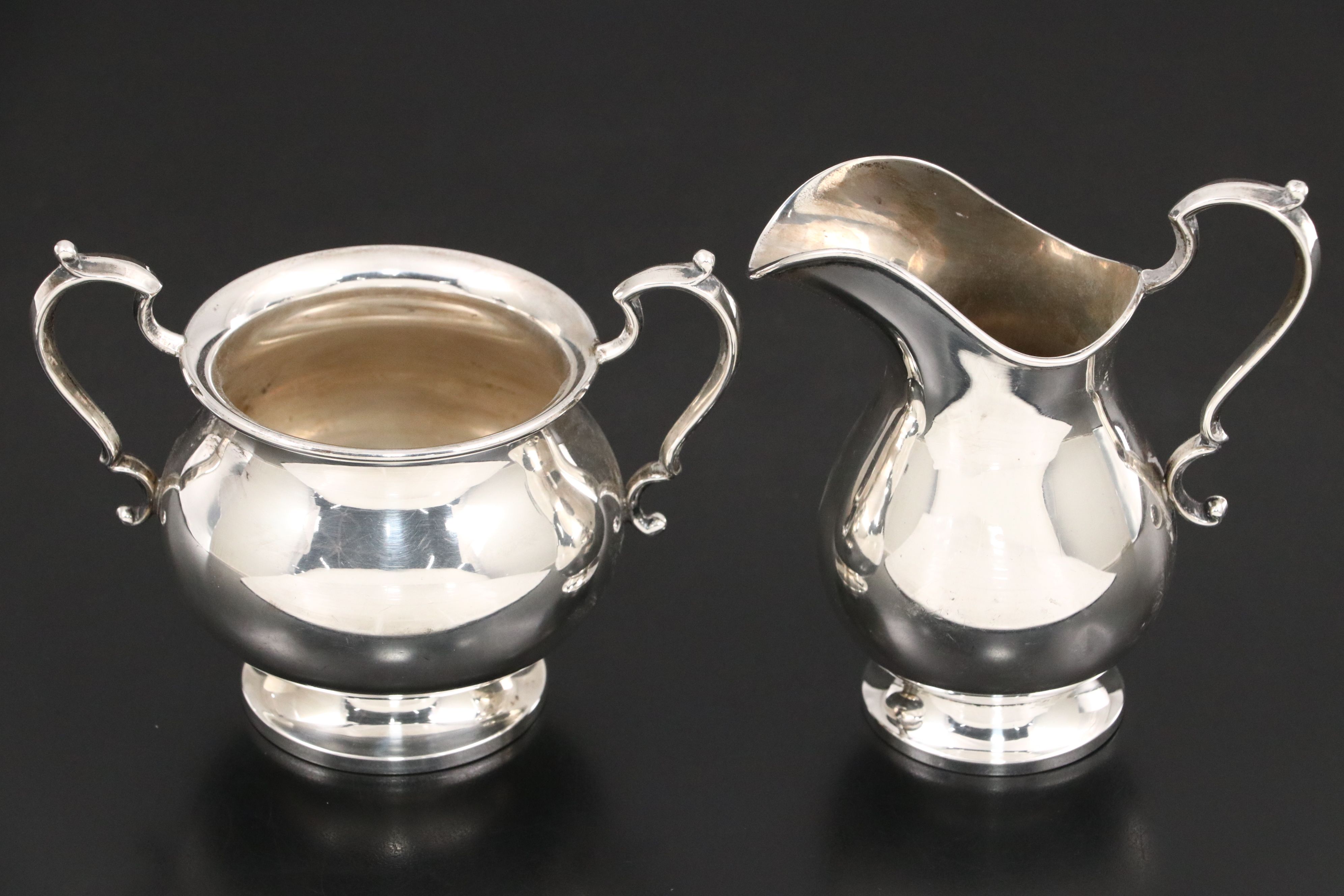 M. Fred Hirsch Co. Sterling Creamer and Sugar Bowl with More Sterling Tableware