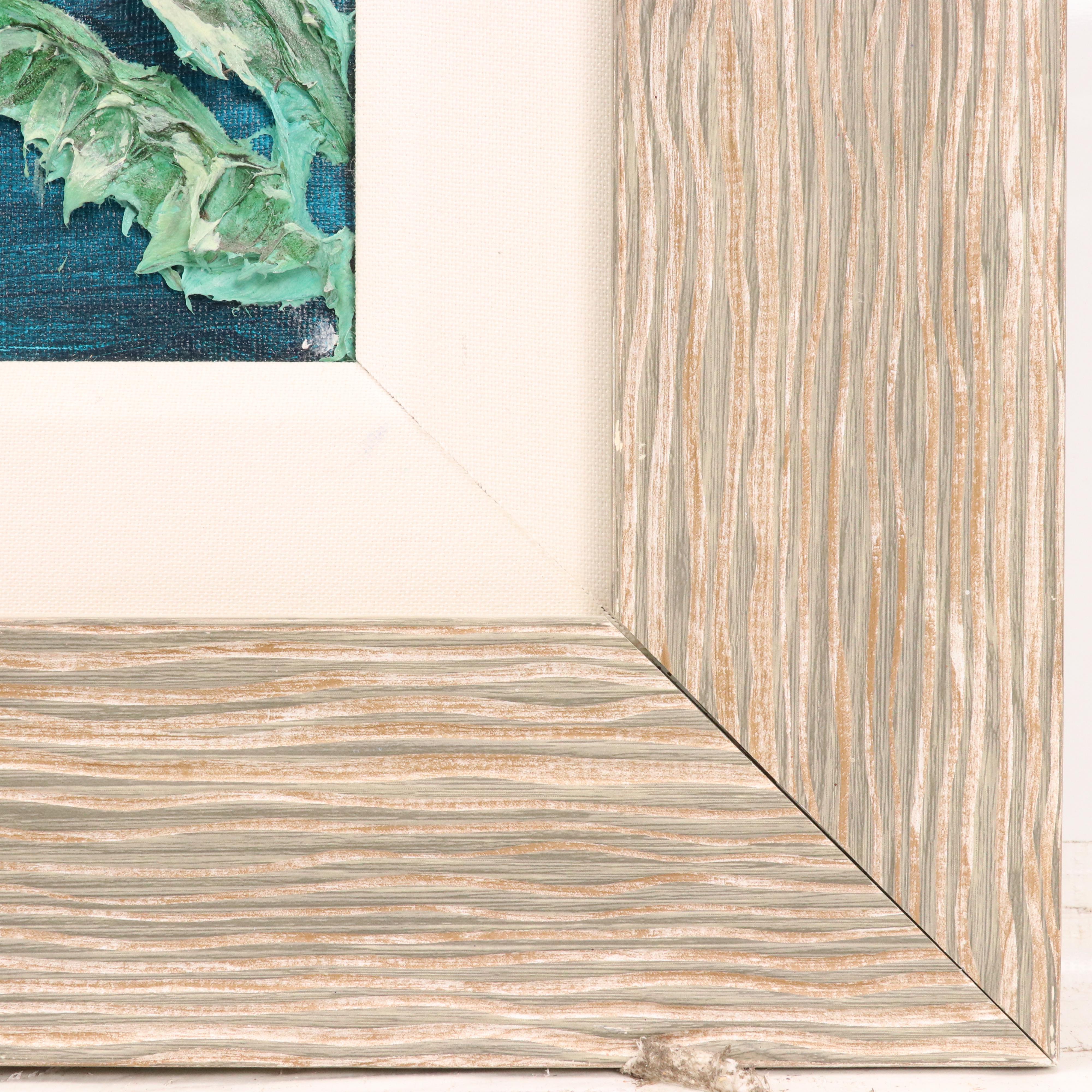 Floridian Nocturne Seascape Impasto Acrylic Painting with Heron and Bungalow