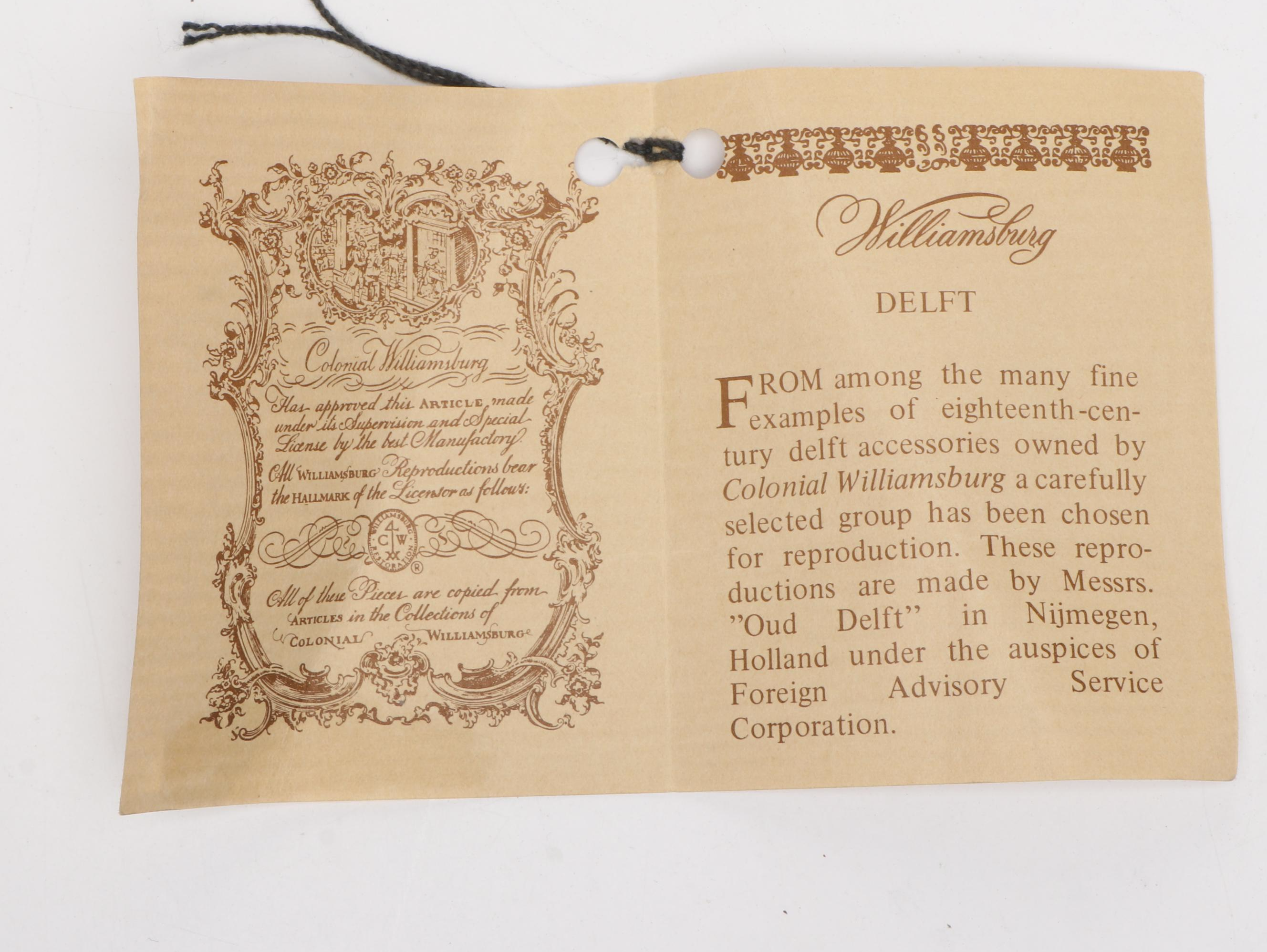 Colonial Williamsburg Delft Porcelain Flower Box with Creamers and Table Lighter