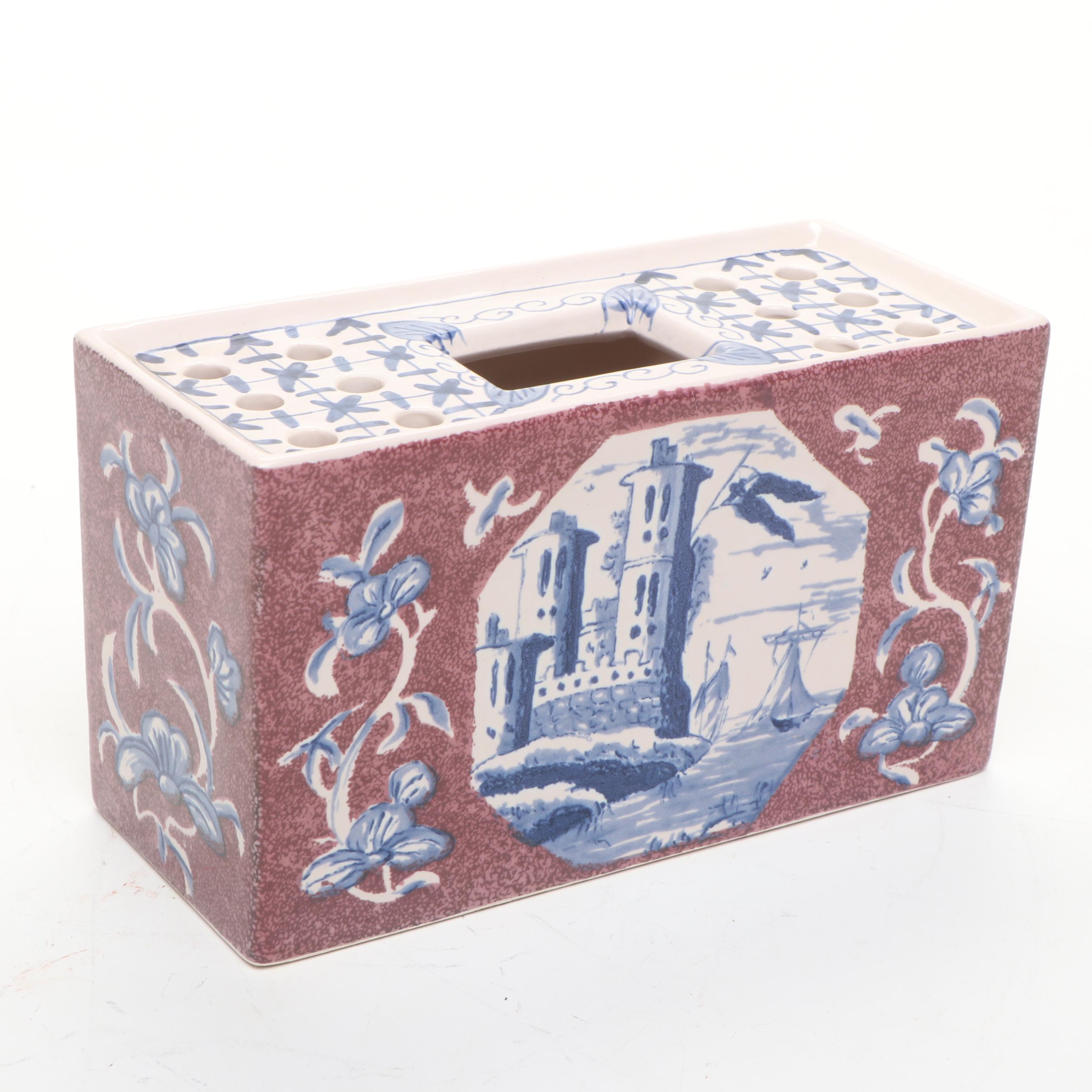 Colonial Williamsburg Delft Porcelain Flower Box with Creamers and Table Lighter