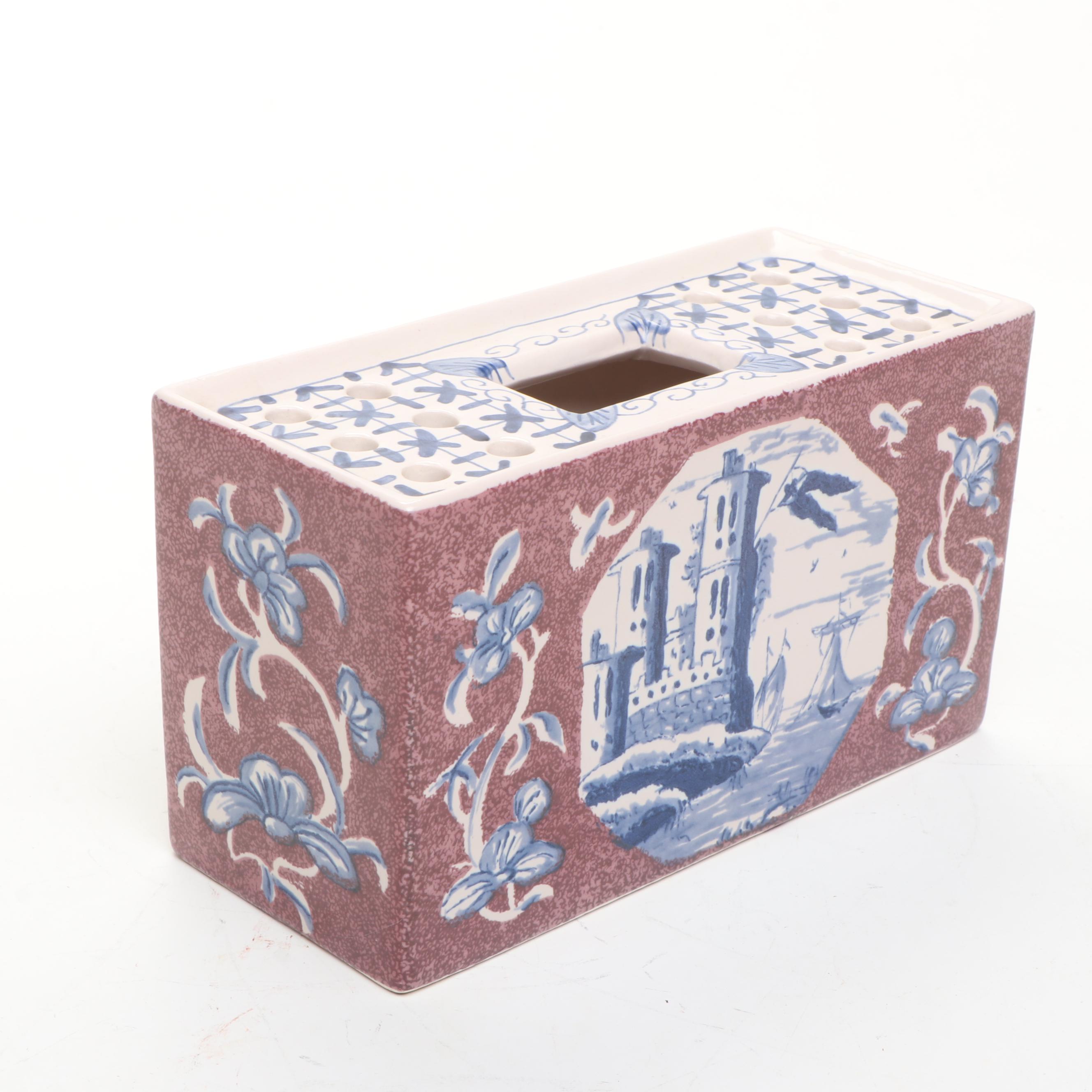 Colonial Williamsburg Delft Porcelain Flower Box with Creamers and Table Lighter