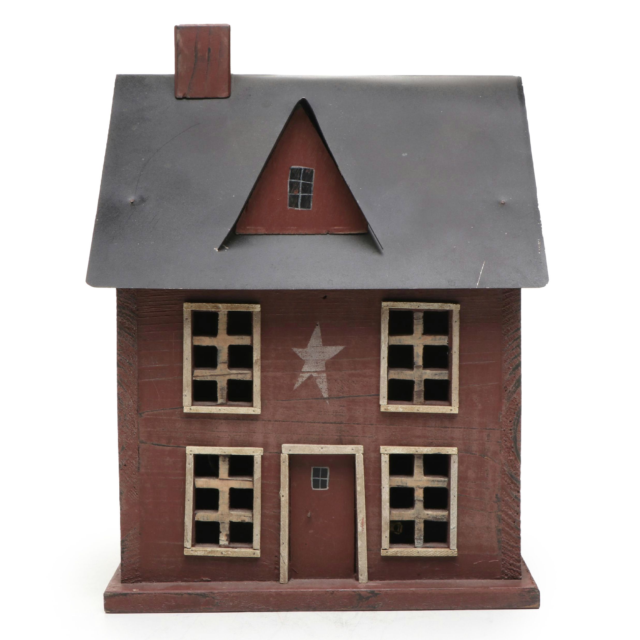 Colonial Style Wood and Metal House Novelty Lamp