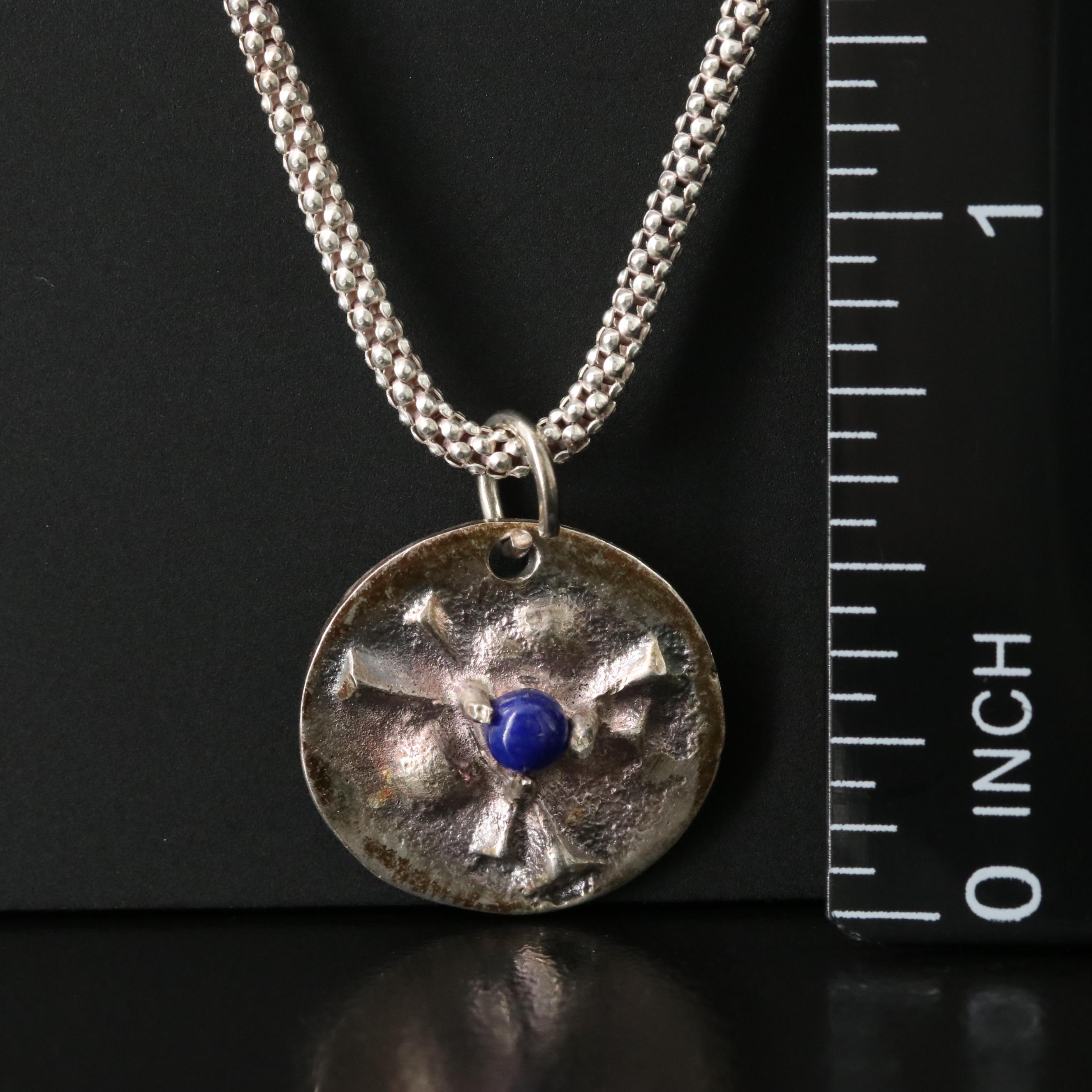 Sterling Lapis Lazuli Pendant Necklace