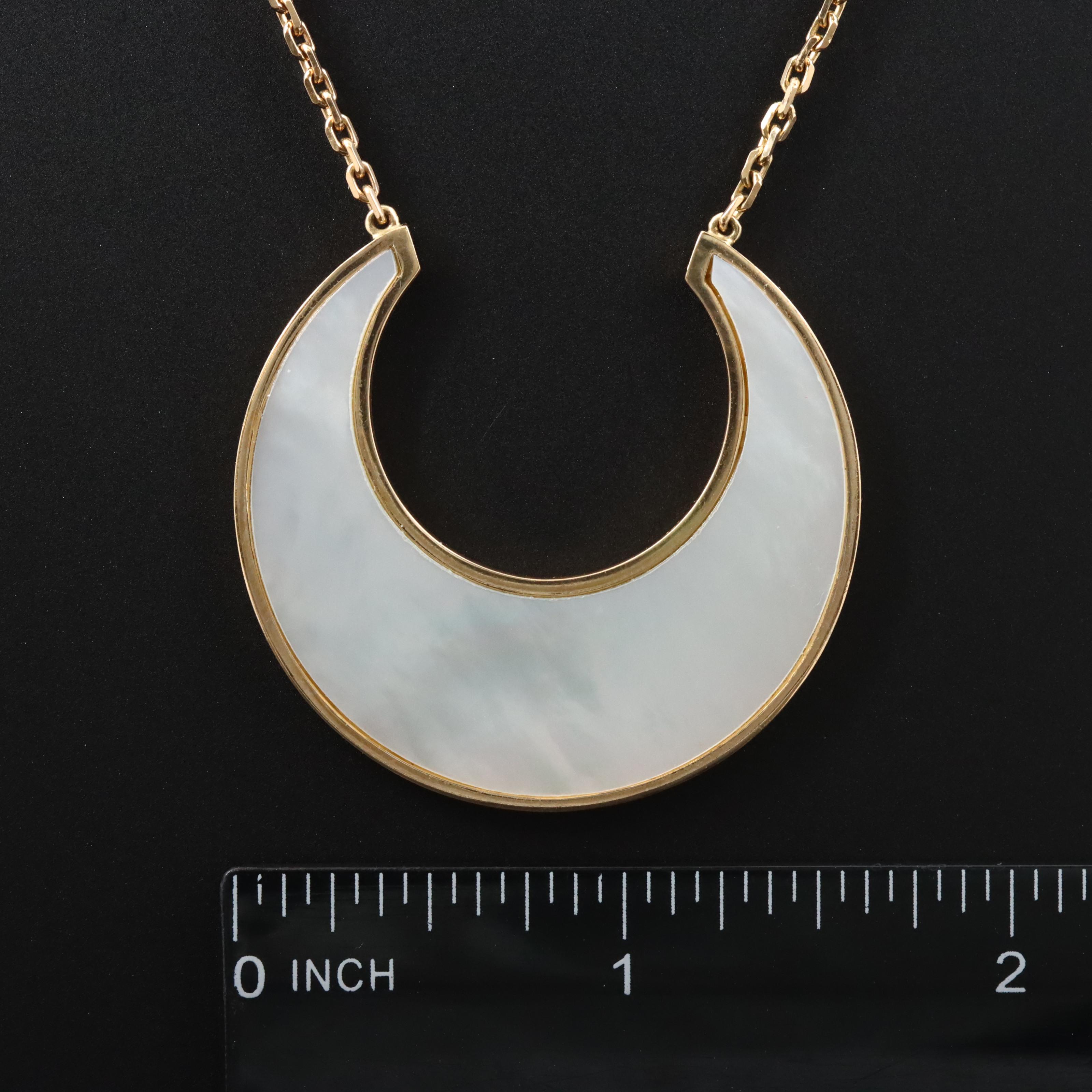 Carvin French 18K Mother of Pearl Crescent Necklace