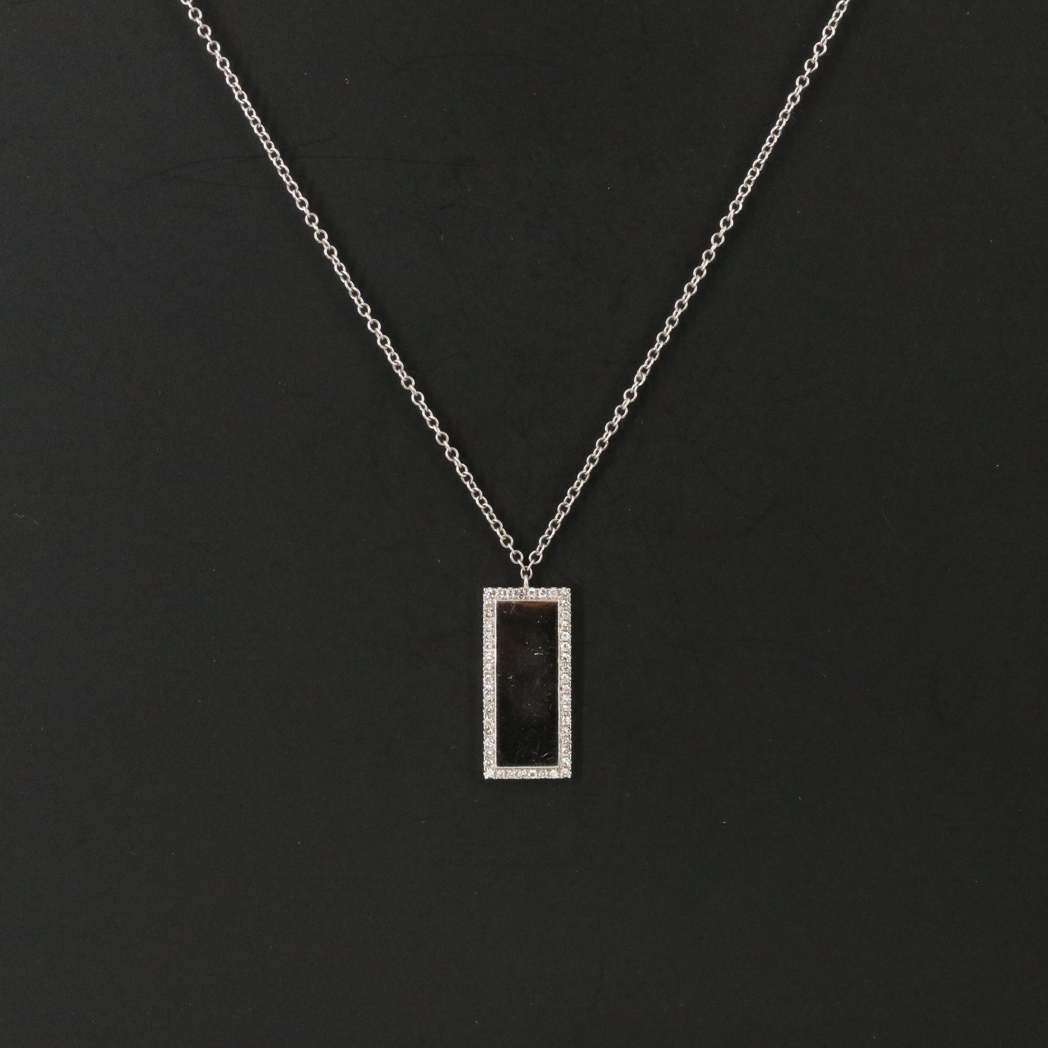 14K 0.12 CTW Diamond Dog Tag Pendant Necklace