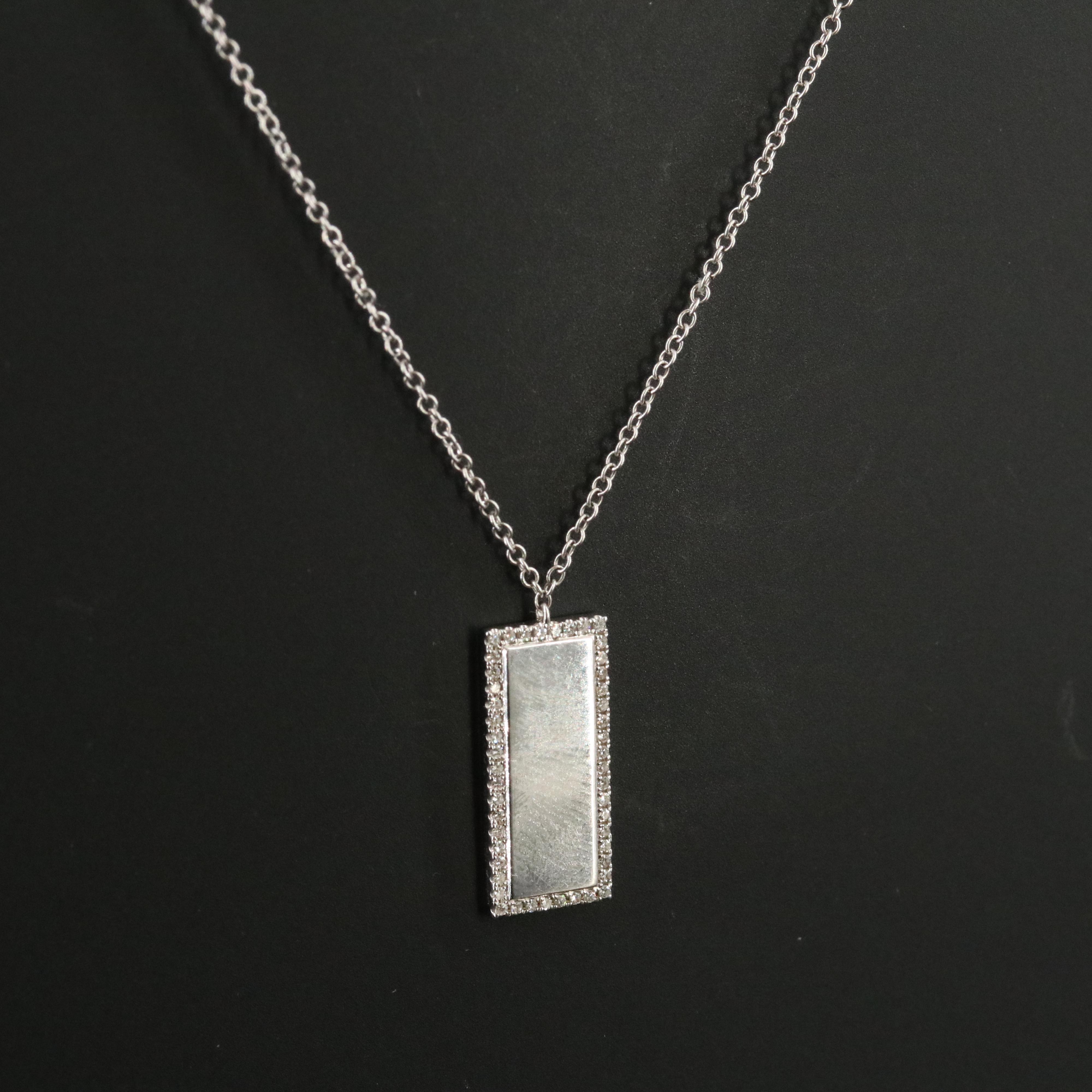 14K 0.12 CTW Diamond Dog Tag Pendant Necklace