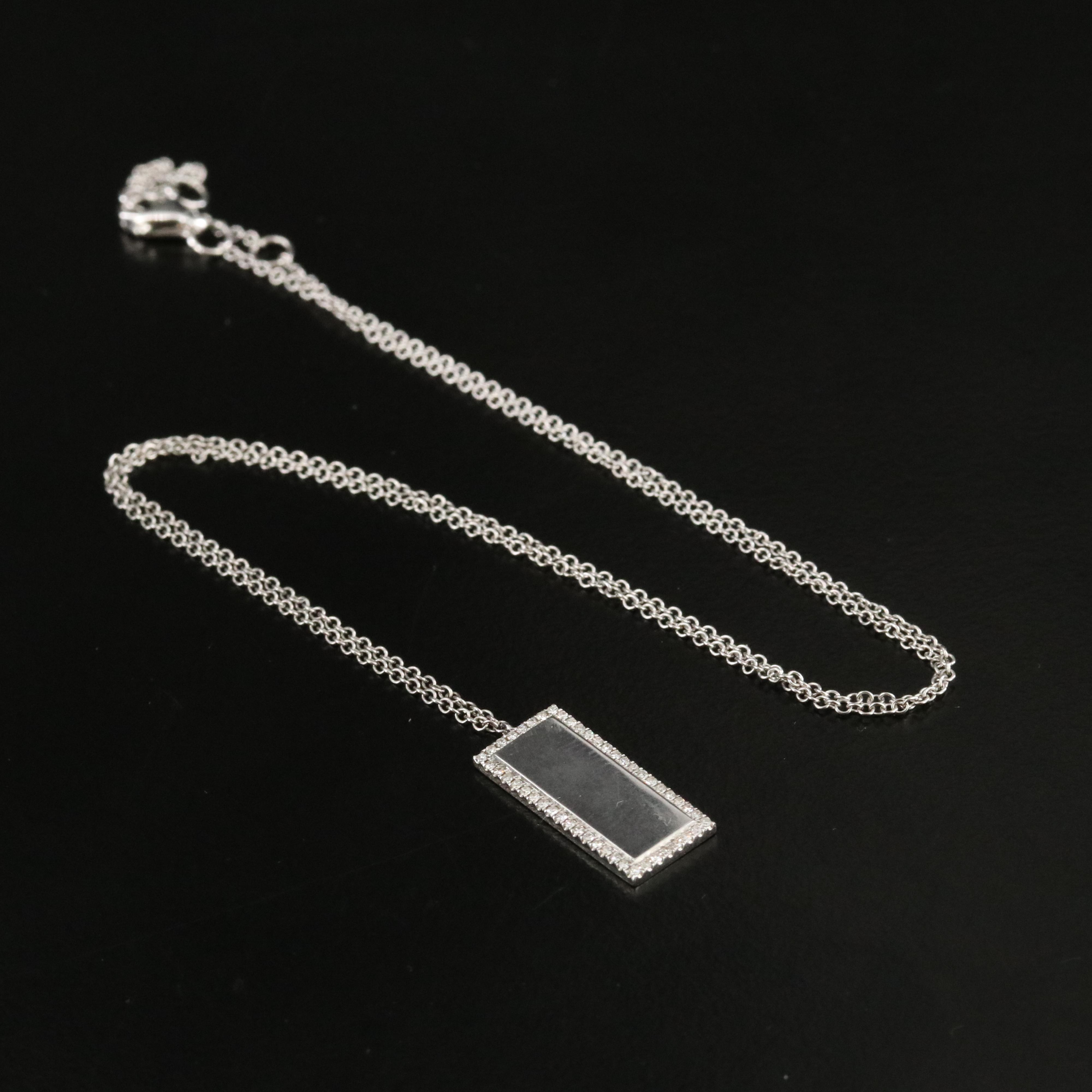 14K 0.12 CTW Diamond Dog Tag Pendant Necklace