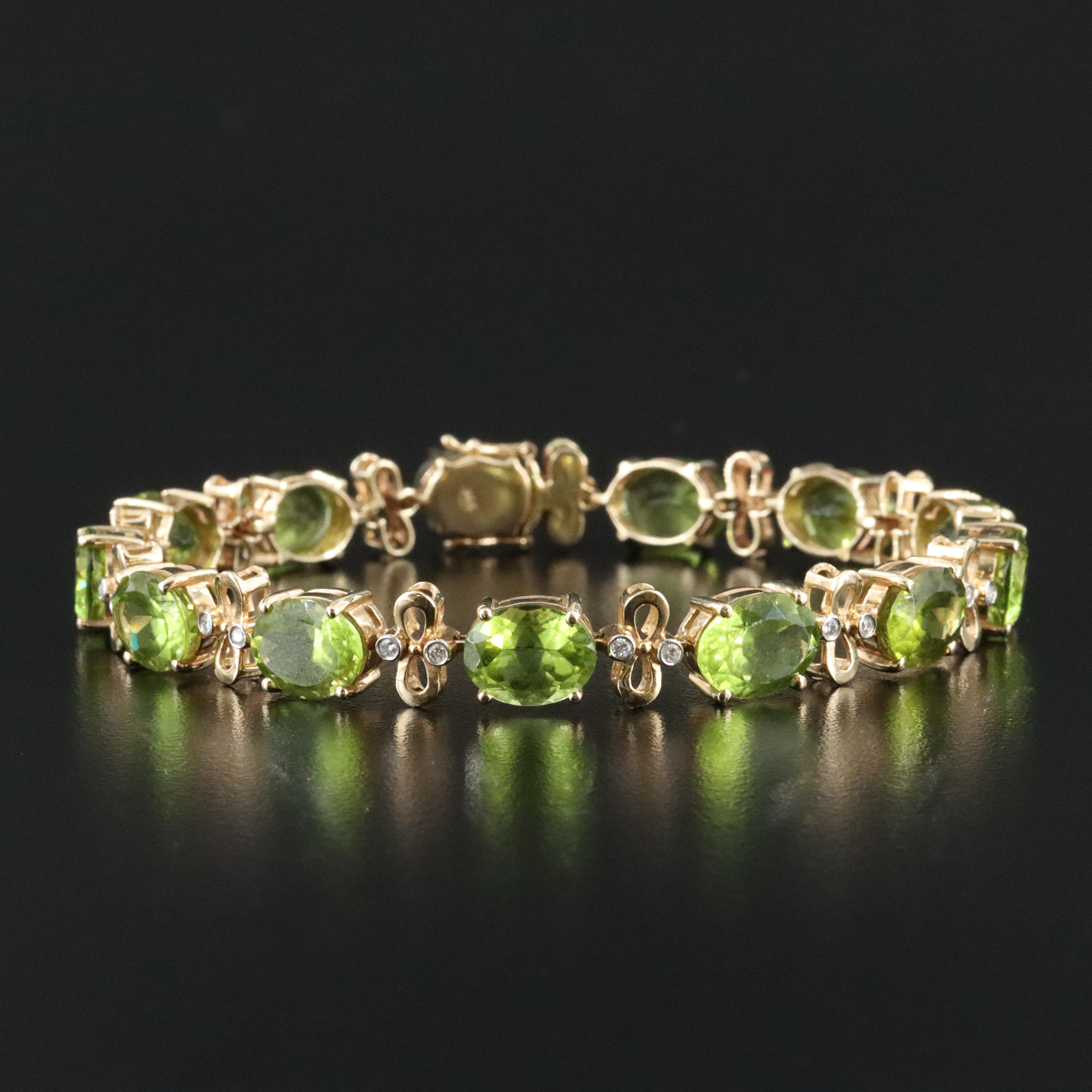 14K Peridot and Diamond Bracelet