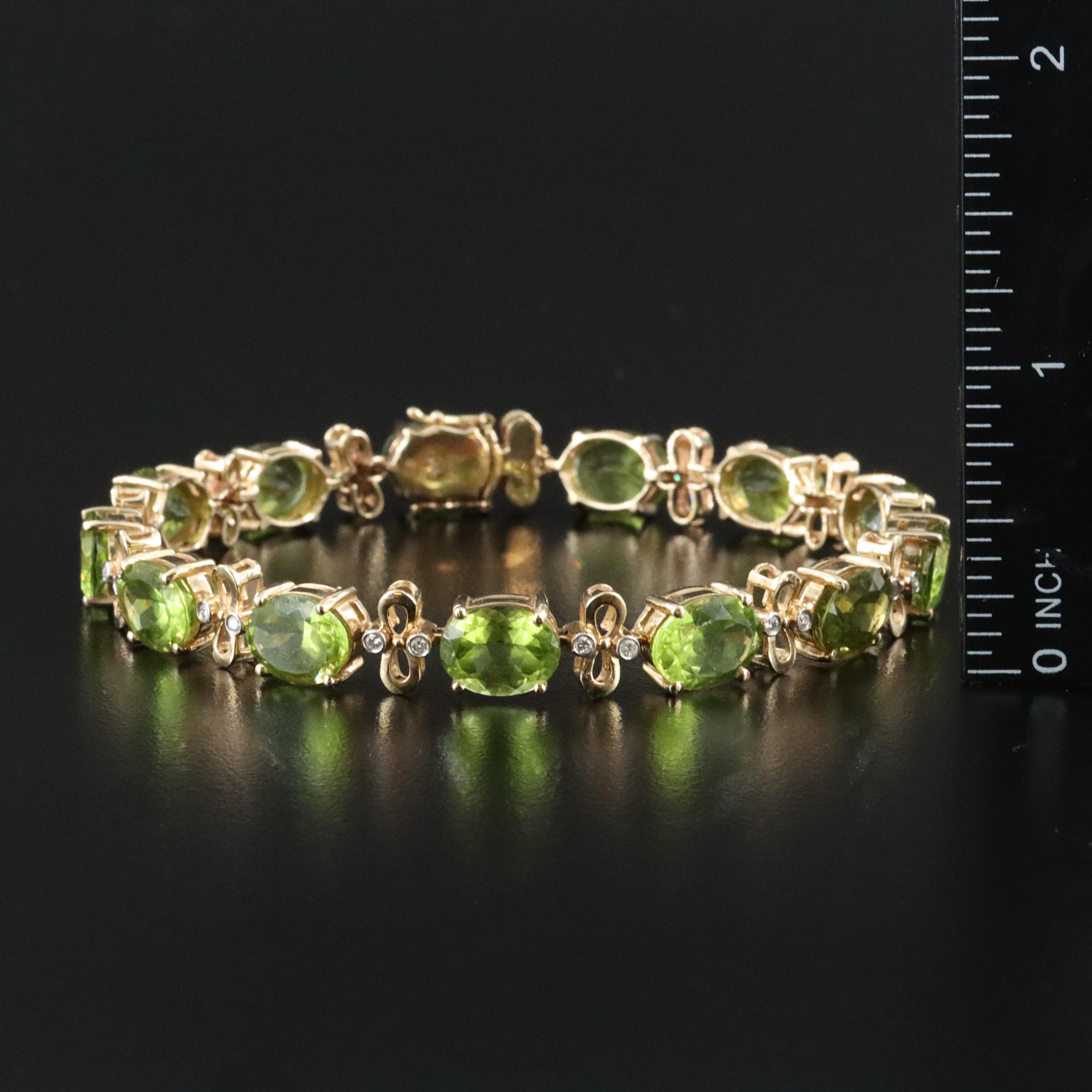 14K Peridot and Diamond Bracelet