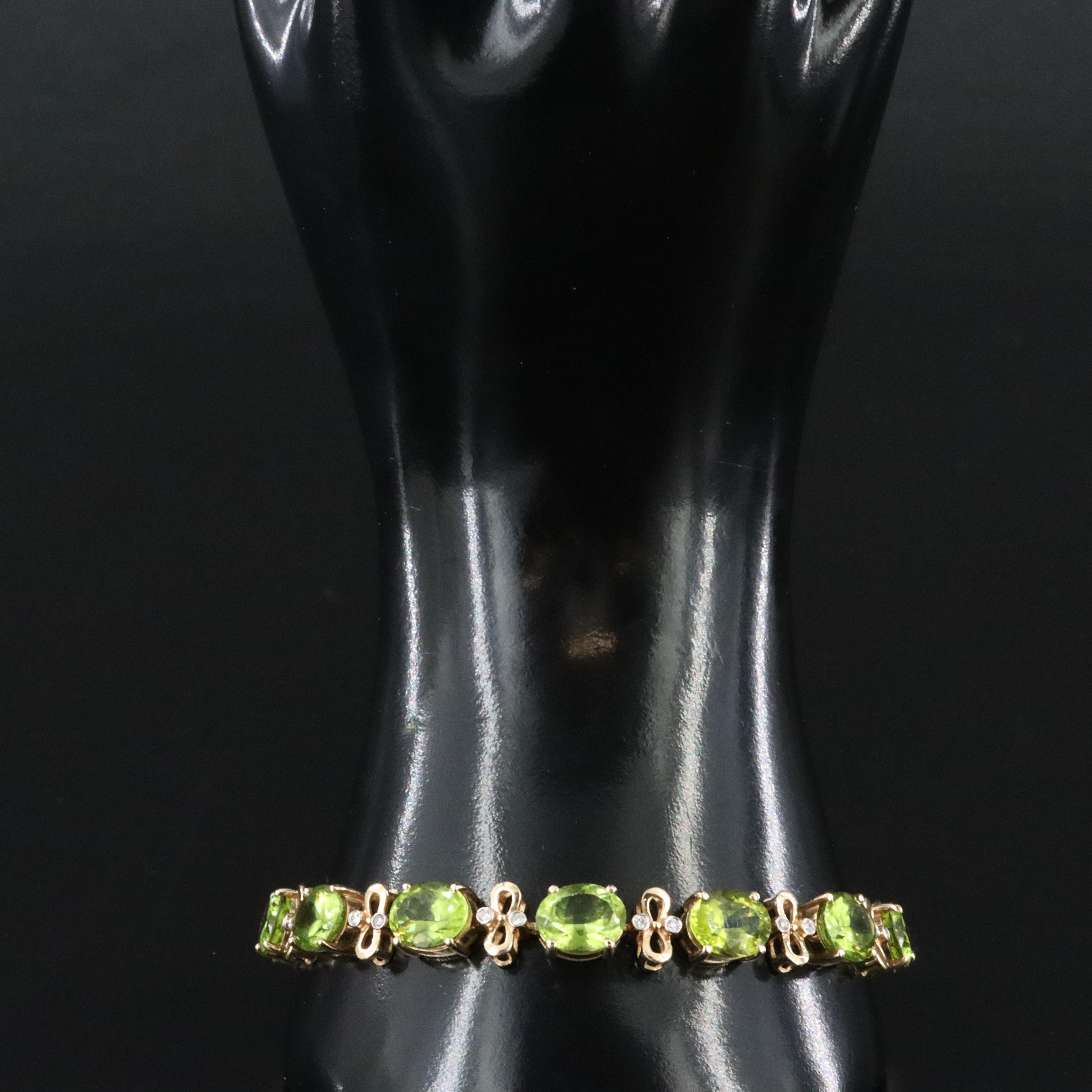 14K Peridot and Diamond Bracelet