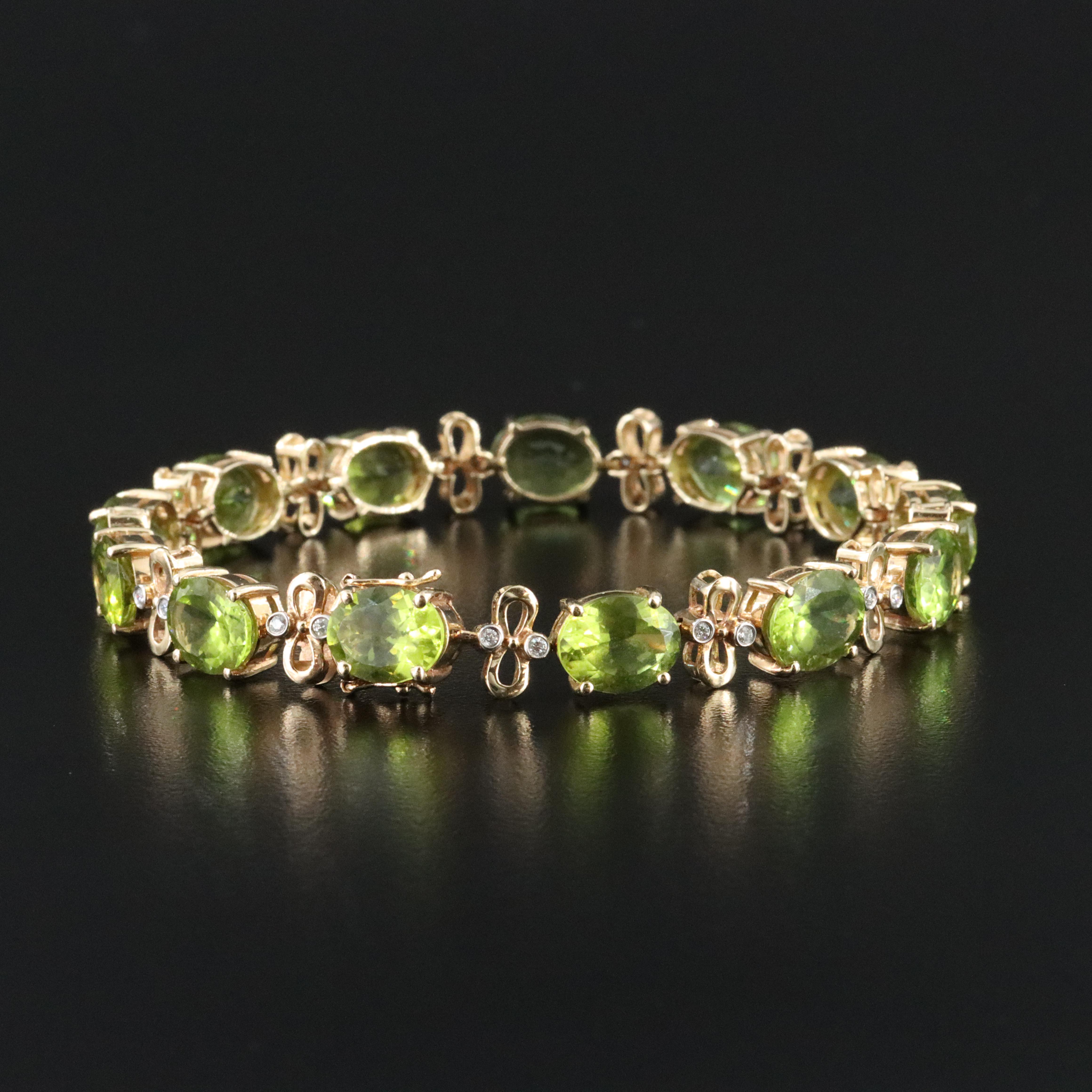 14K Peridot and Diamond Bracelet