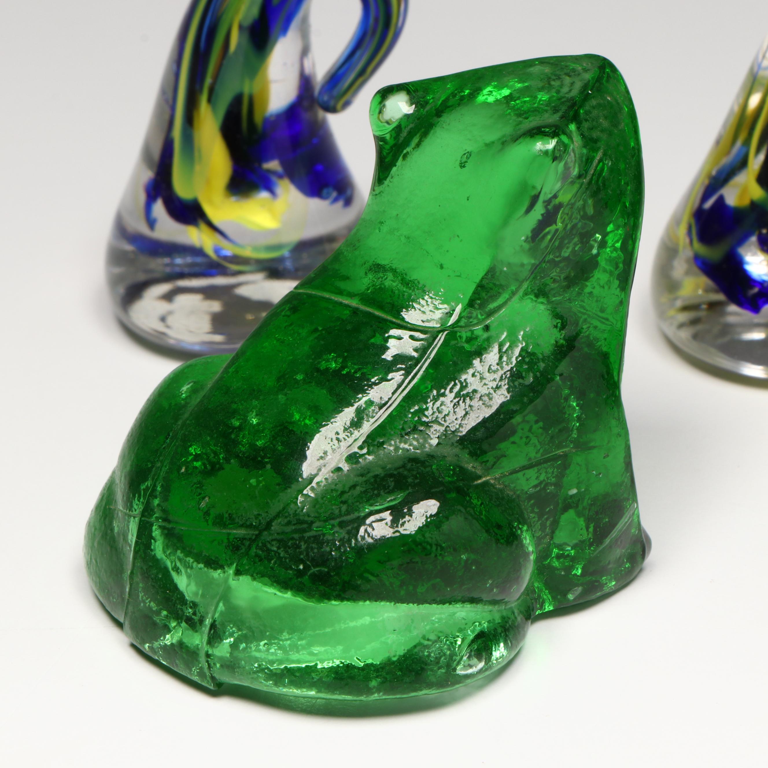 Appalachian Glass Handblown Paperweights with Ganz Glass Frog