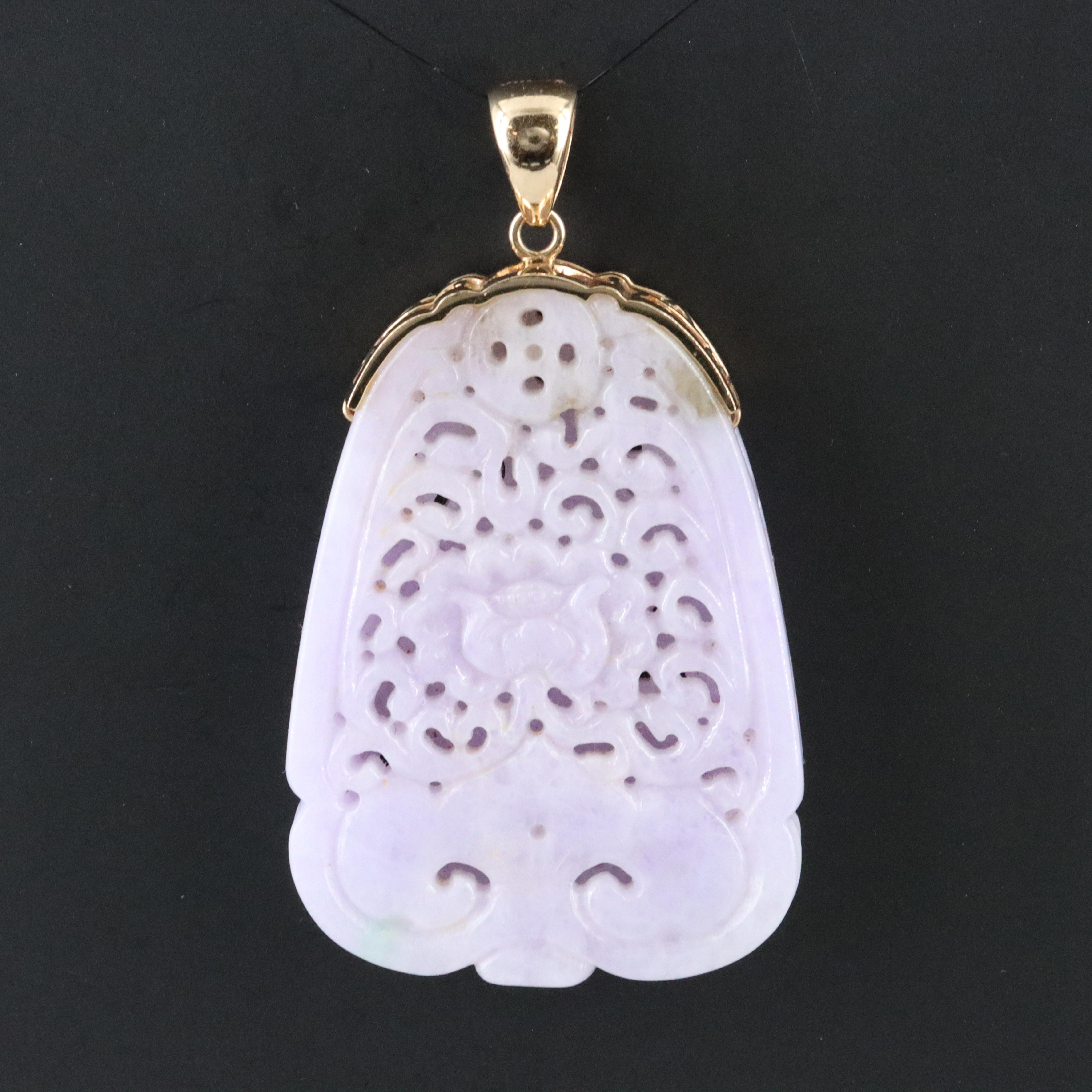 14K Carved Jadeite Pendant