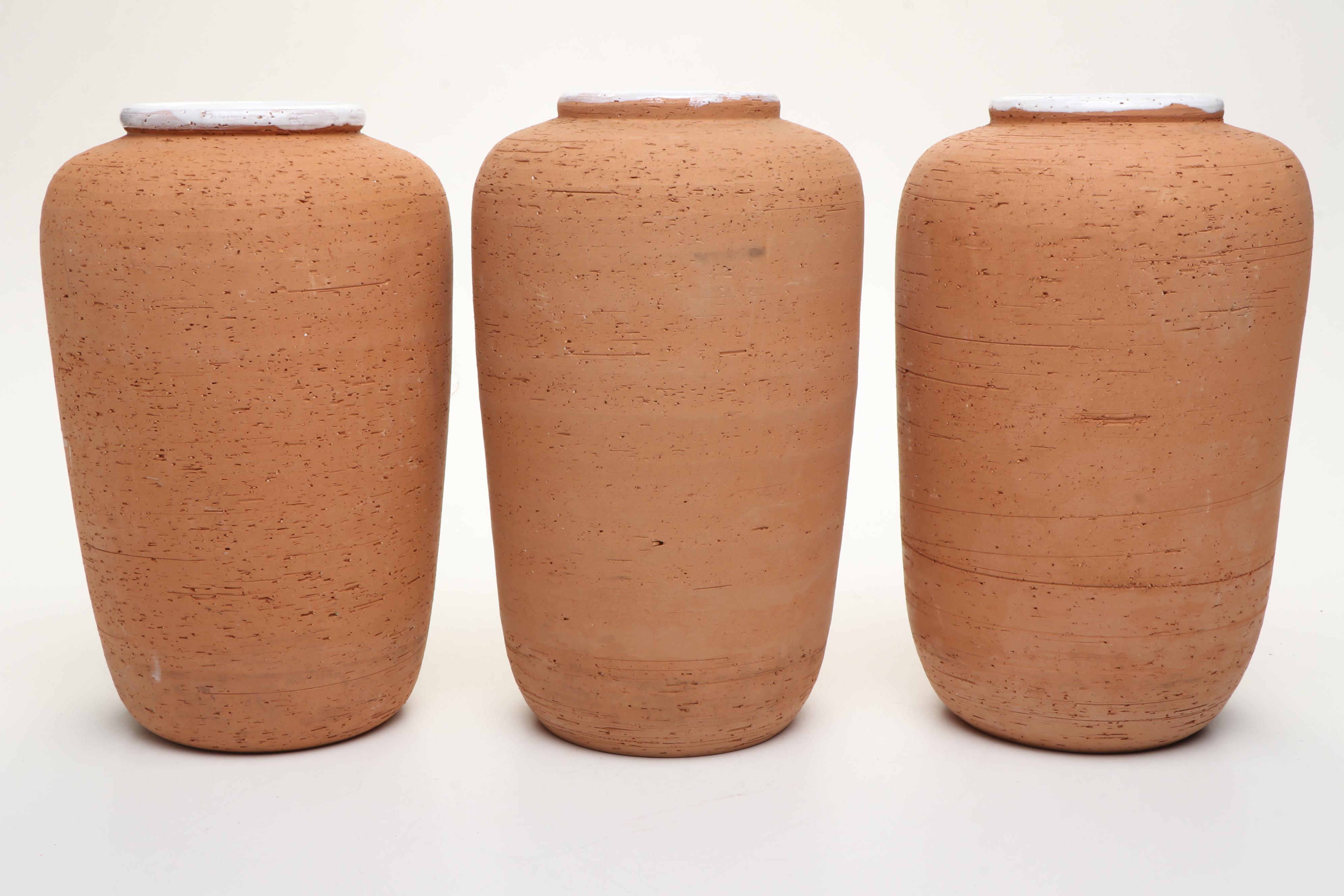 Terracotta & White Glazed Vases