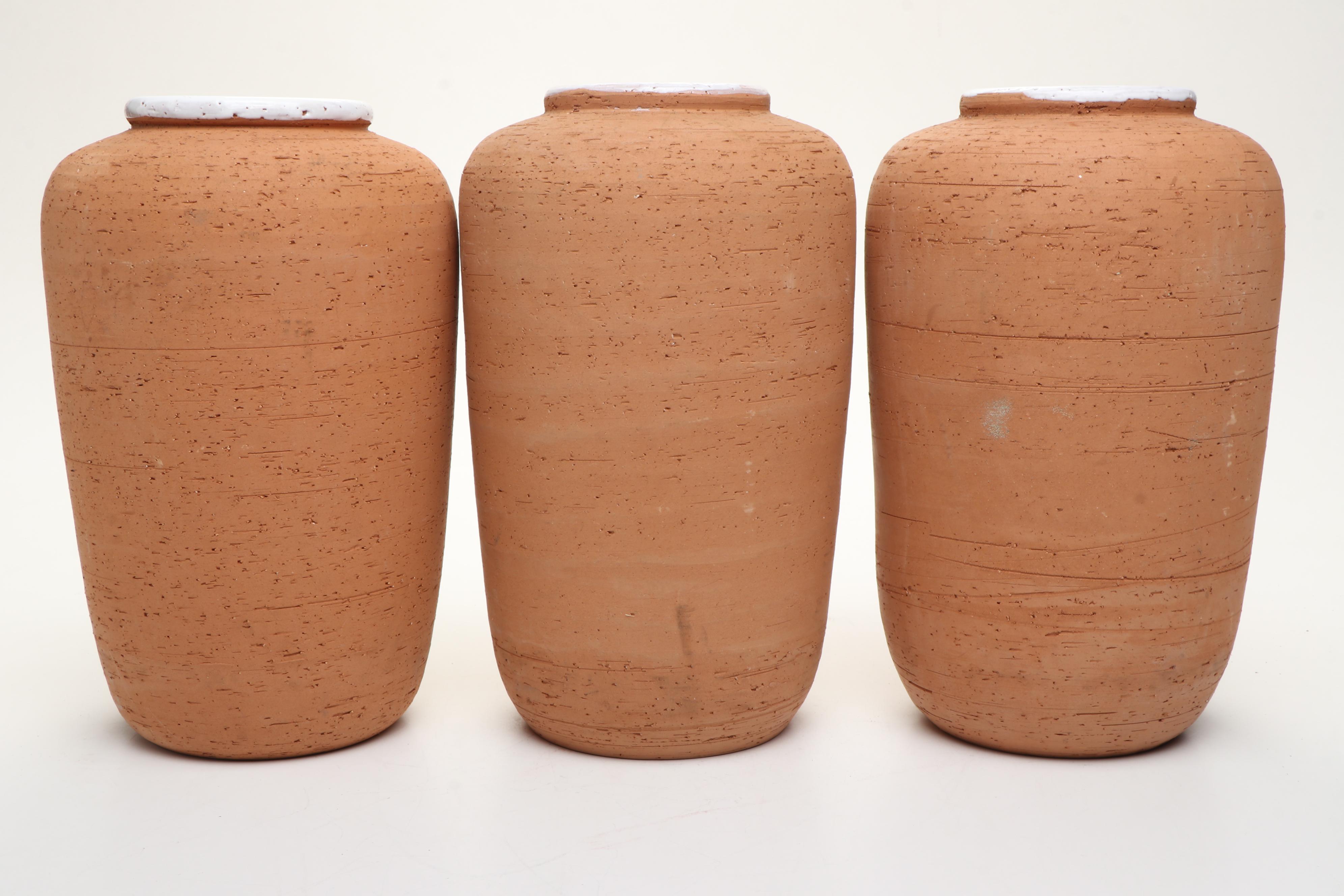Terracotta & White Glazed Vases