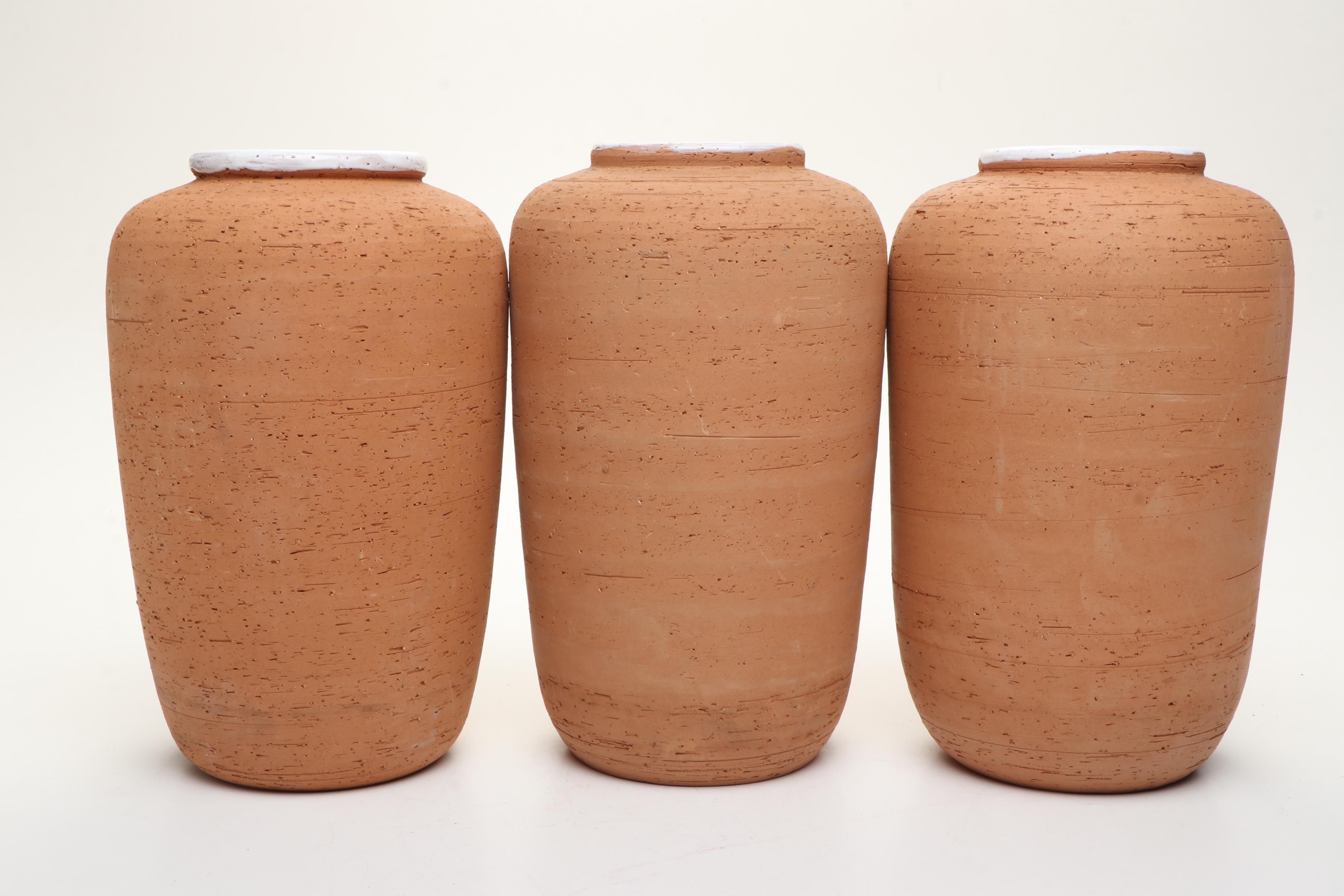 Terracotta & White Glazed Vases