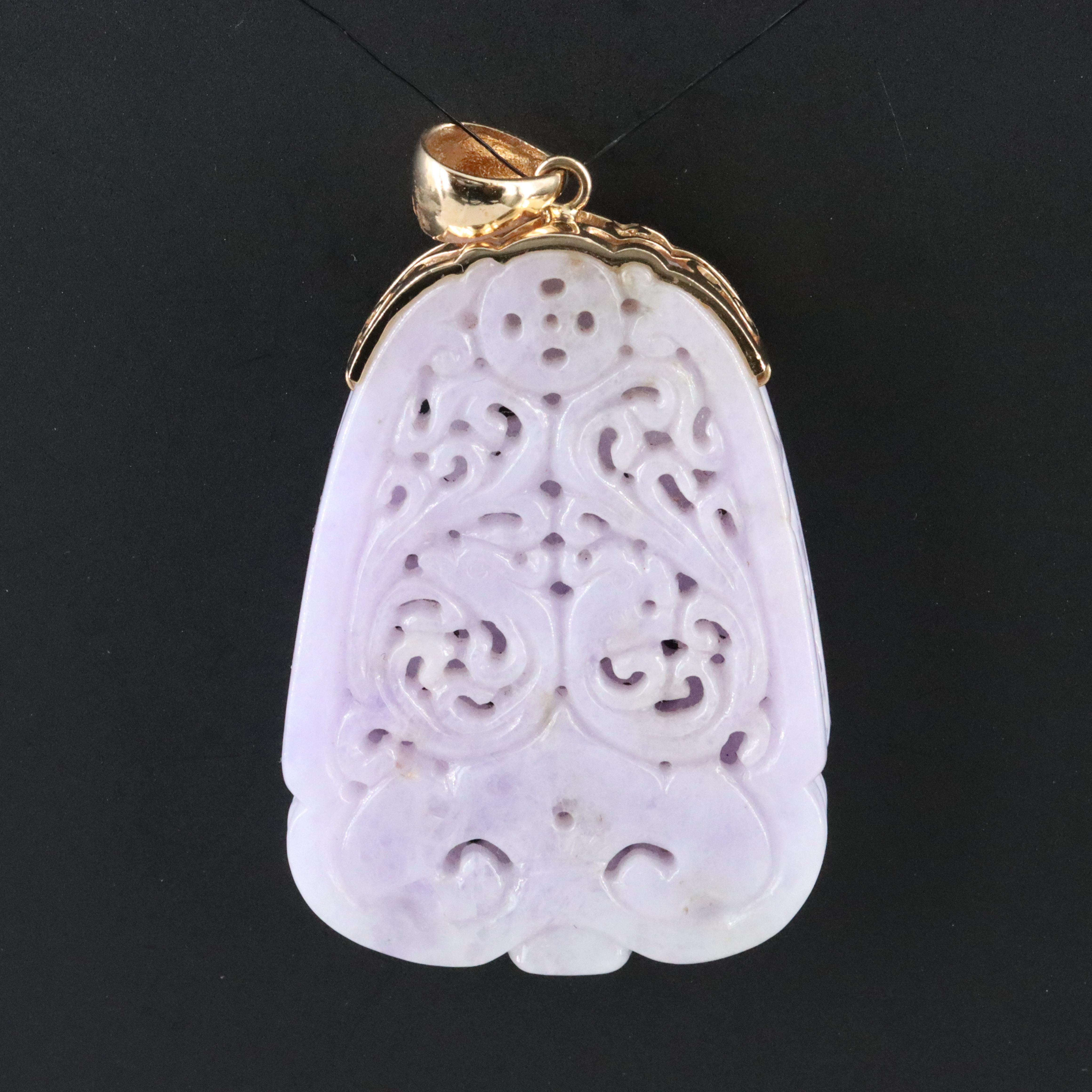 14K Carved Jadeite Pendant