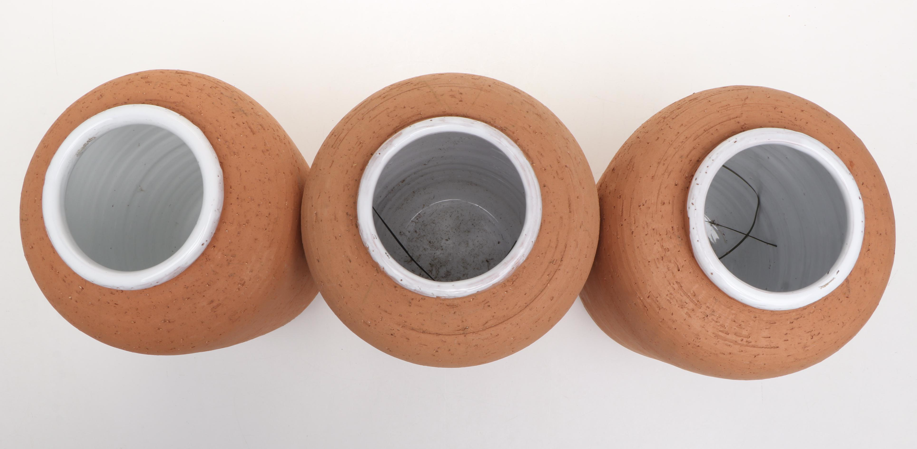 Terracotta & White Glazed Vases