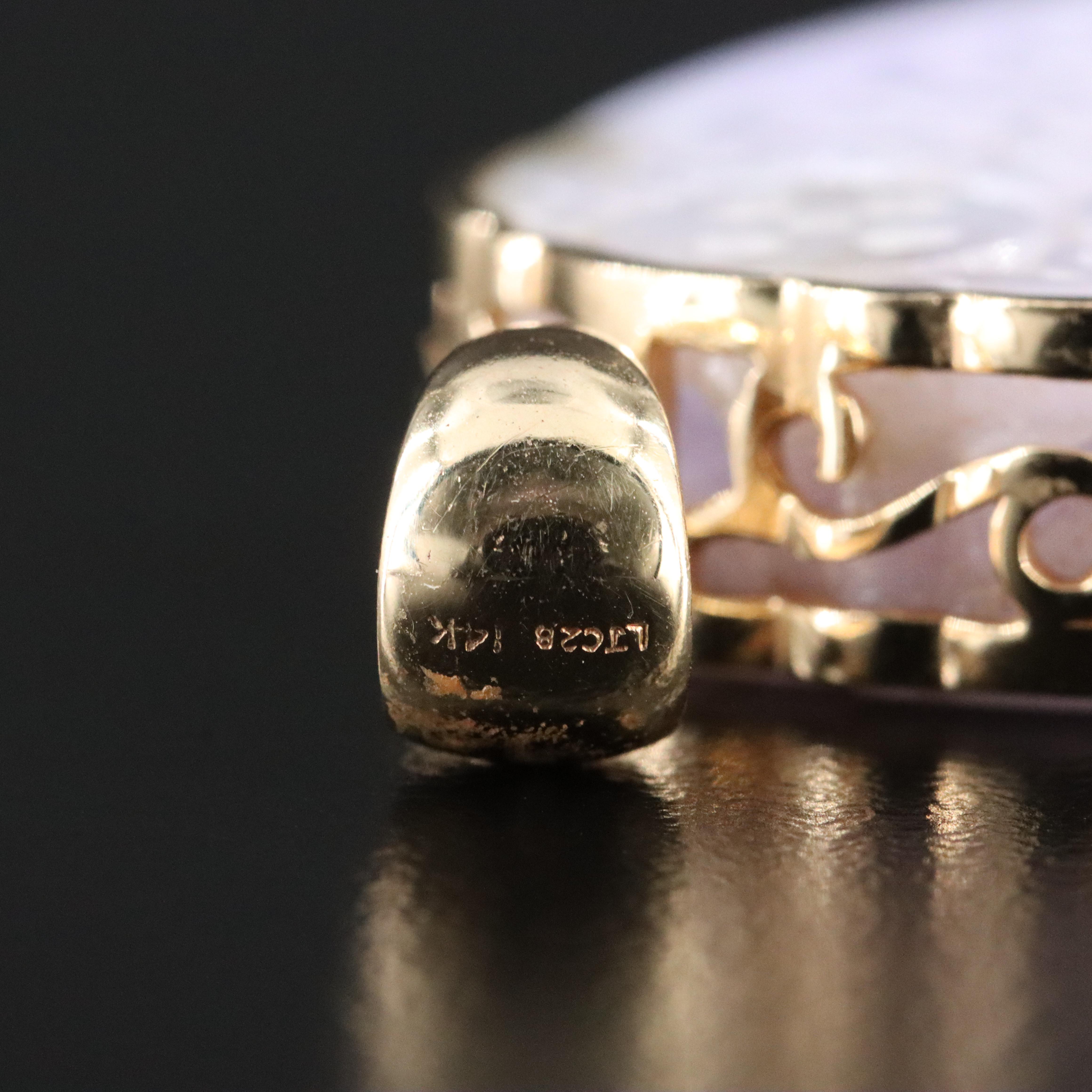 14K Carved Jadeite Pendant