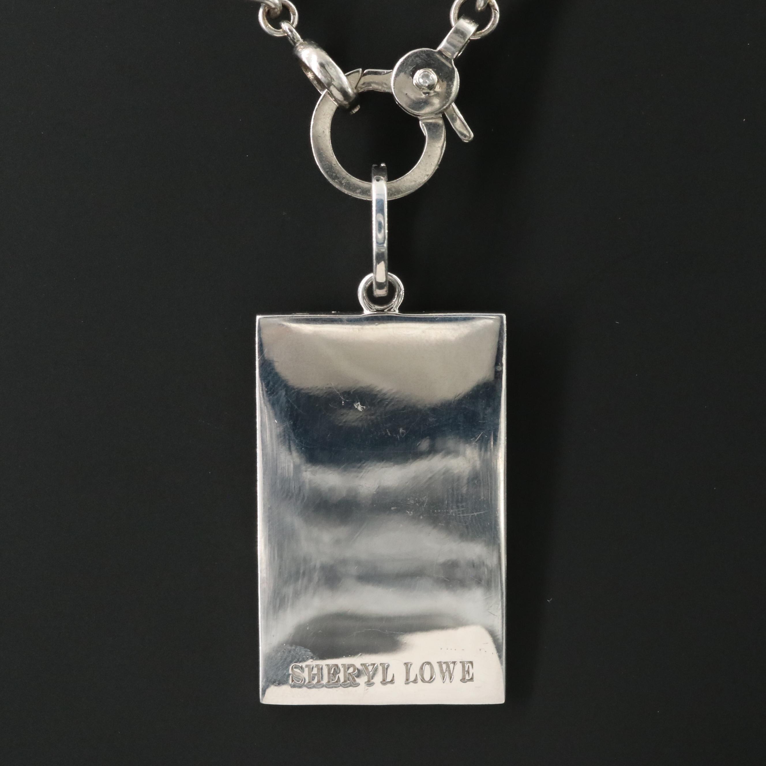 Sheryl Lowe Sterling Diamond "Faith" Pendant and Curb Chain