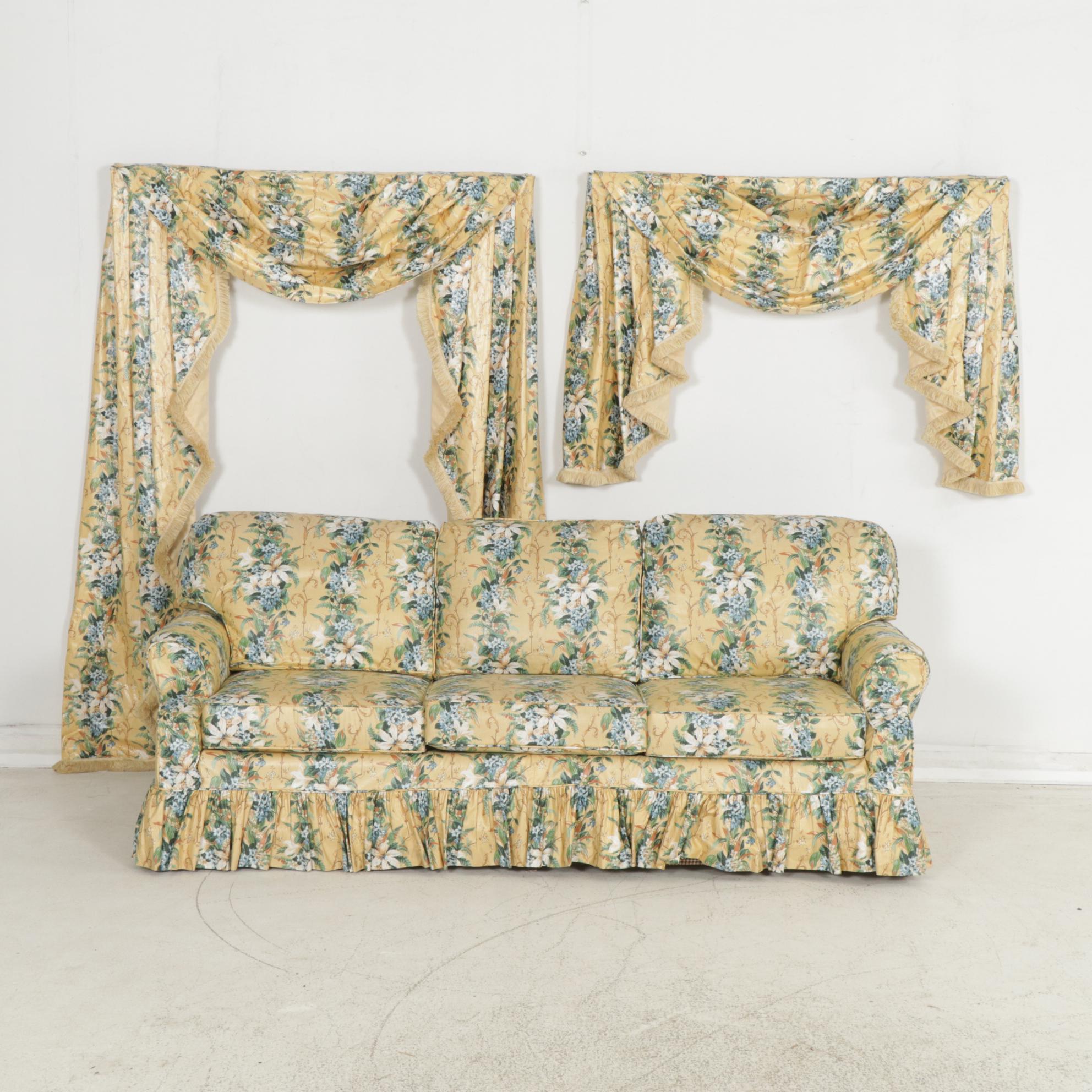 Berne Furniture "St. James Collection" Sofa with Floral Slip-Cover