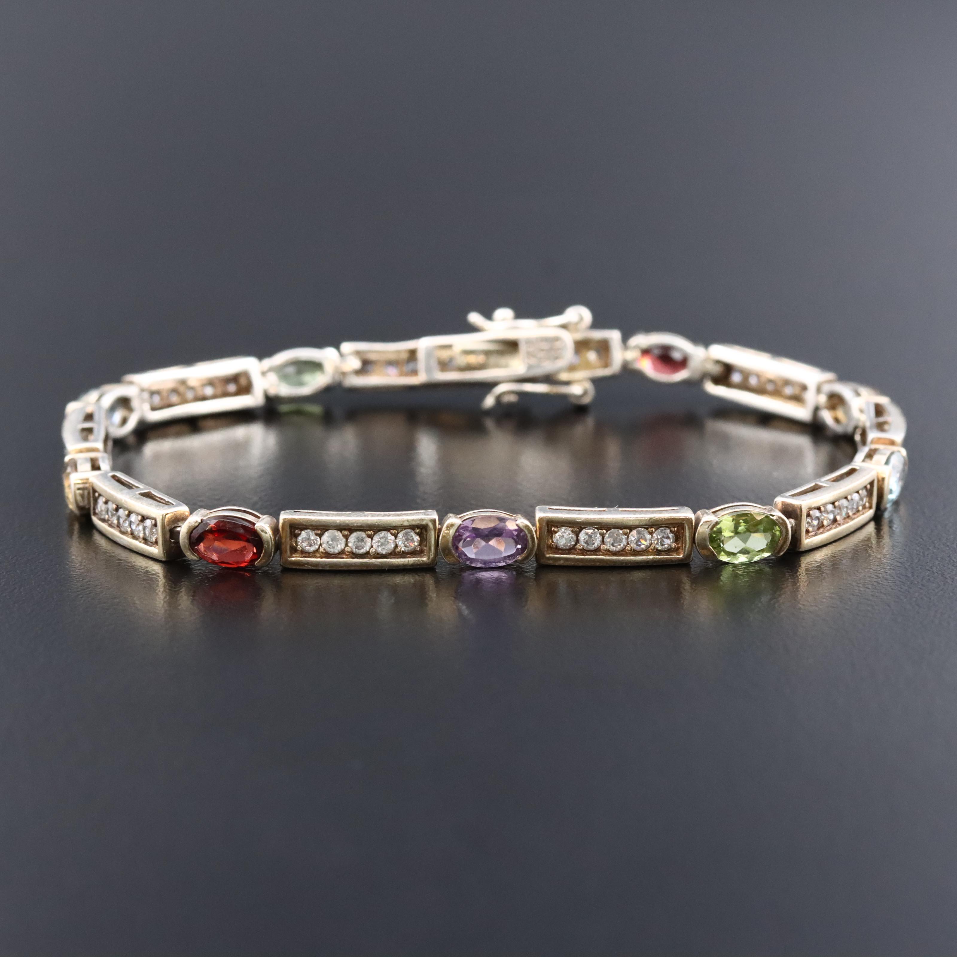 Sterling Amethyst and CZ Bracelet