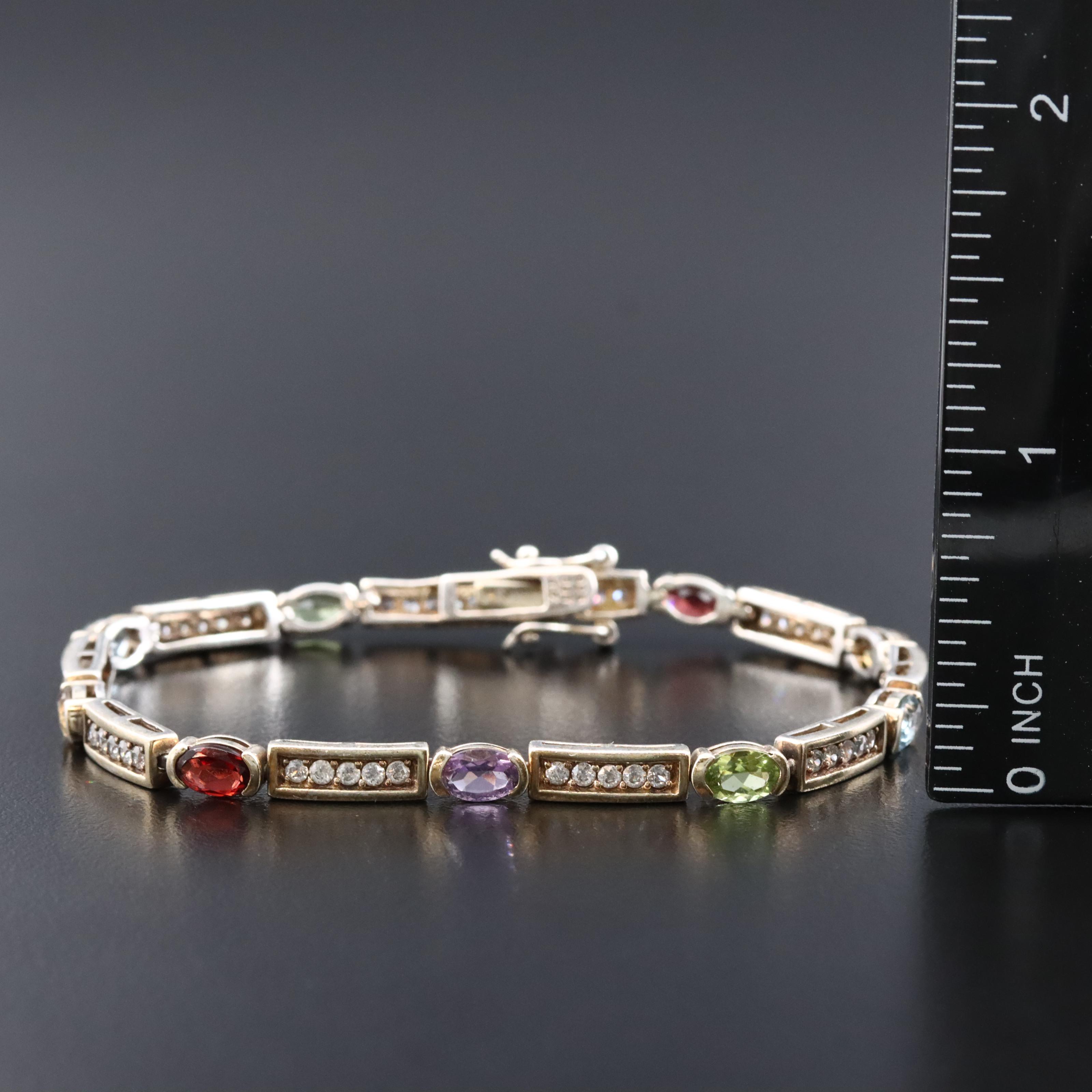 Sterling Amethyst and CZ Bracelet