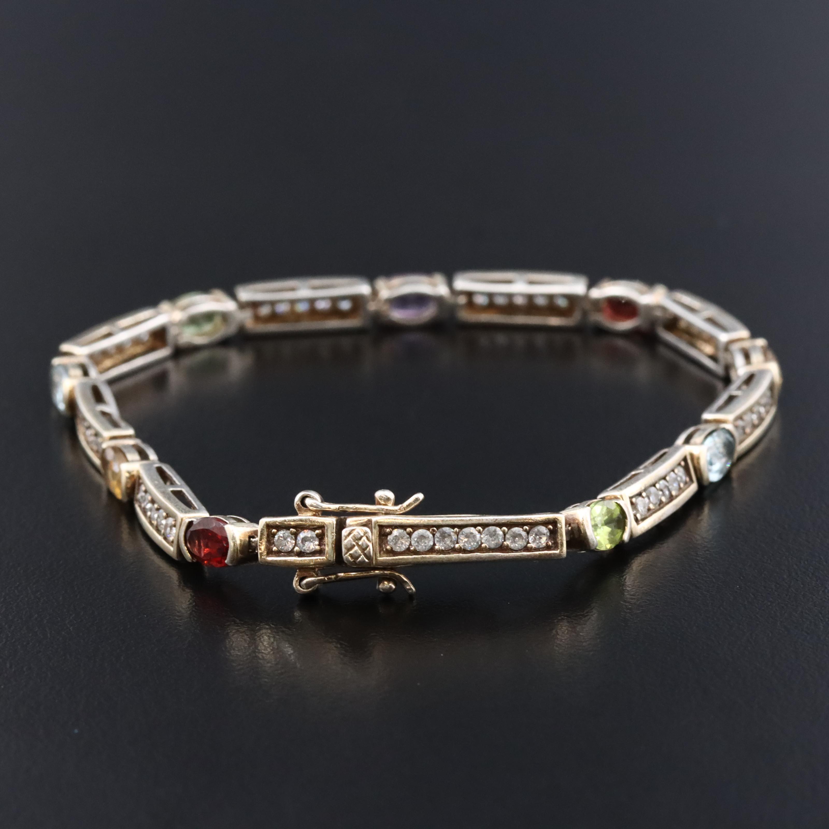 Sterling Amethyst and CZ Bracelet