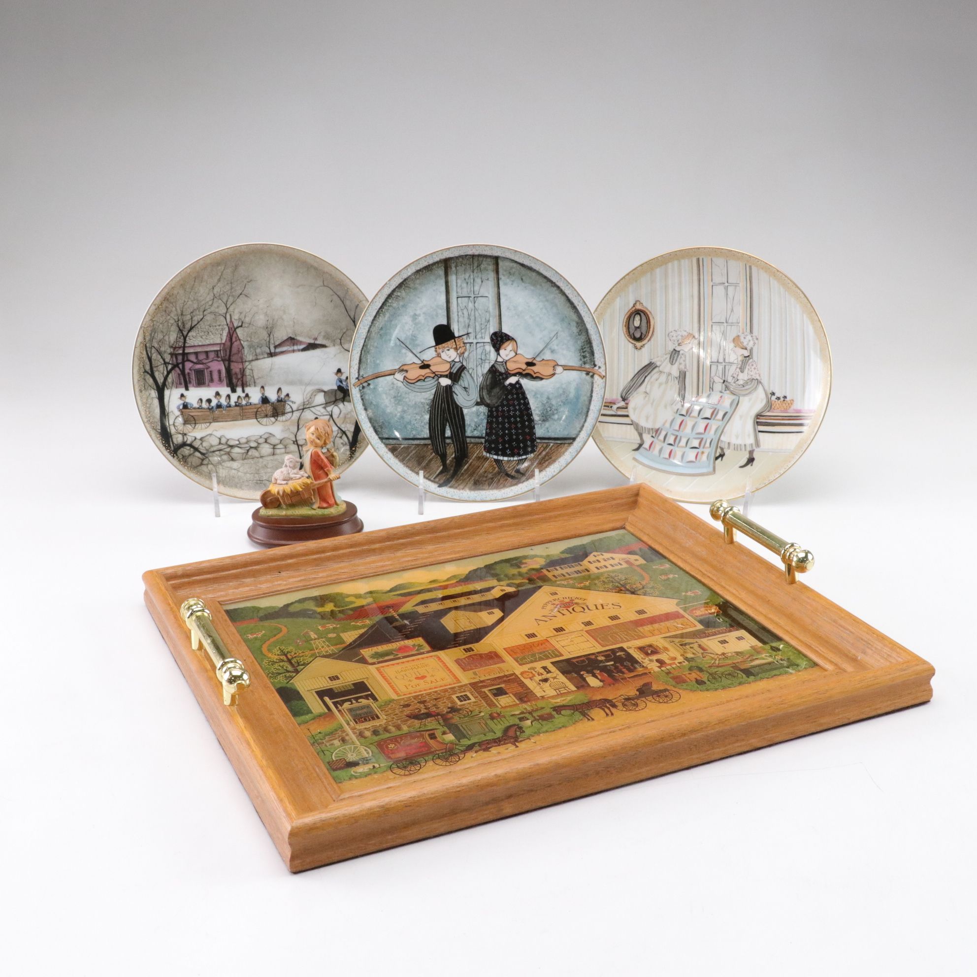 P. Buckley Moss "Two Fiddlers" Illustrated Plates, Tray & More