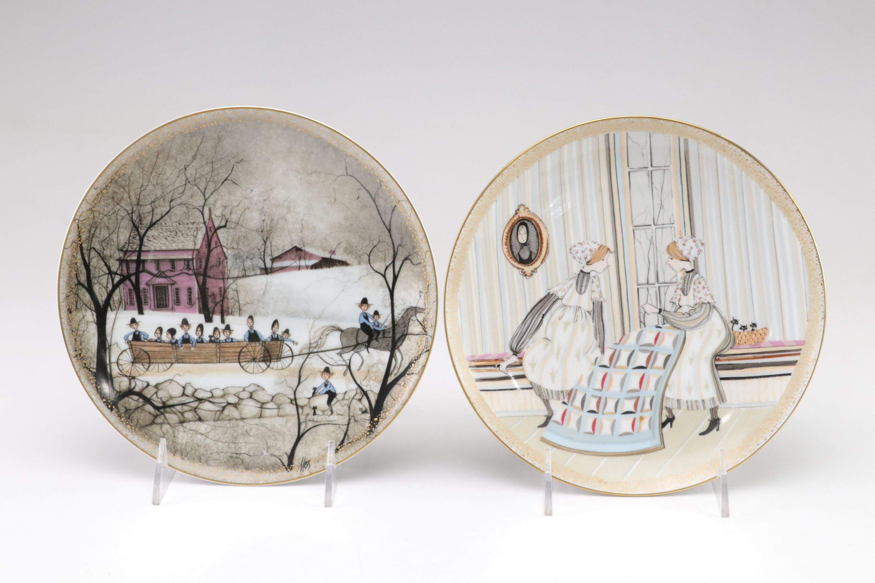 P. Buckley Moss "Two Fiddlers" Illustrated Plates, Tray & More