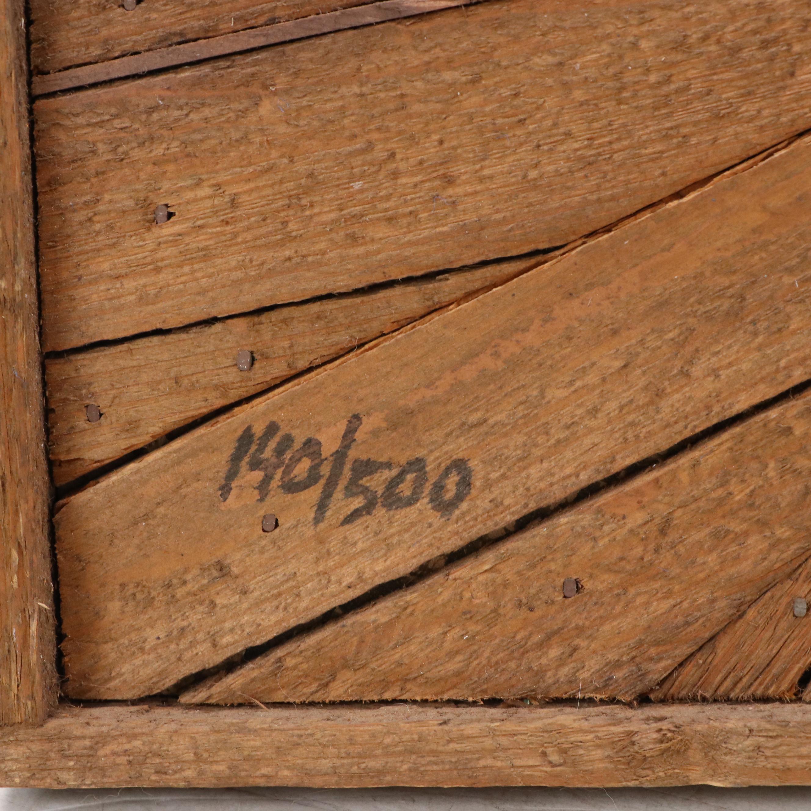 Theodore DeGroot Folk Art Style Wood Lath Art of Covered Bridge, Circa 1970