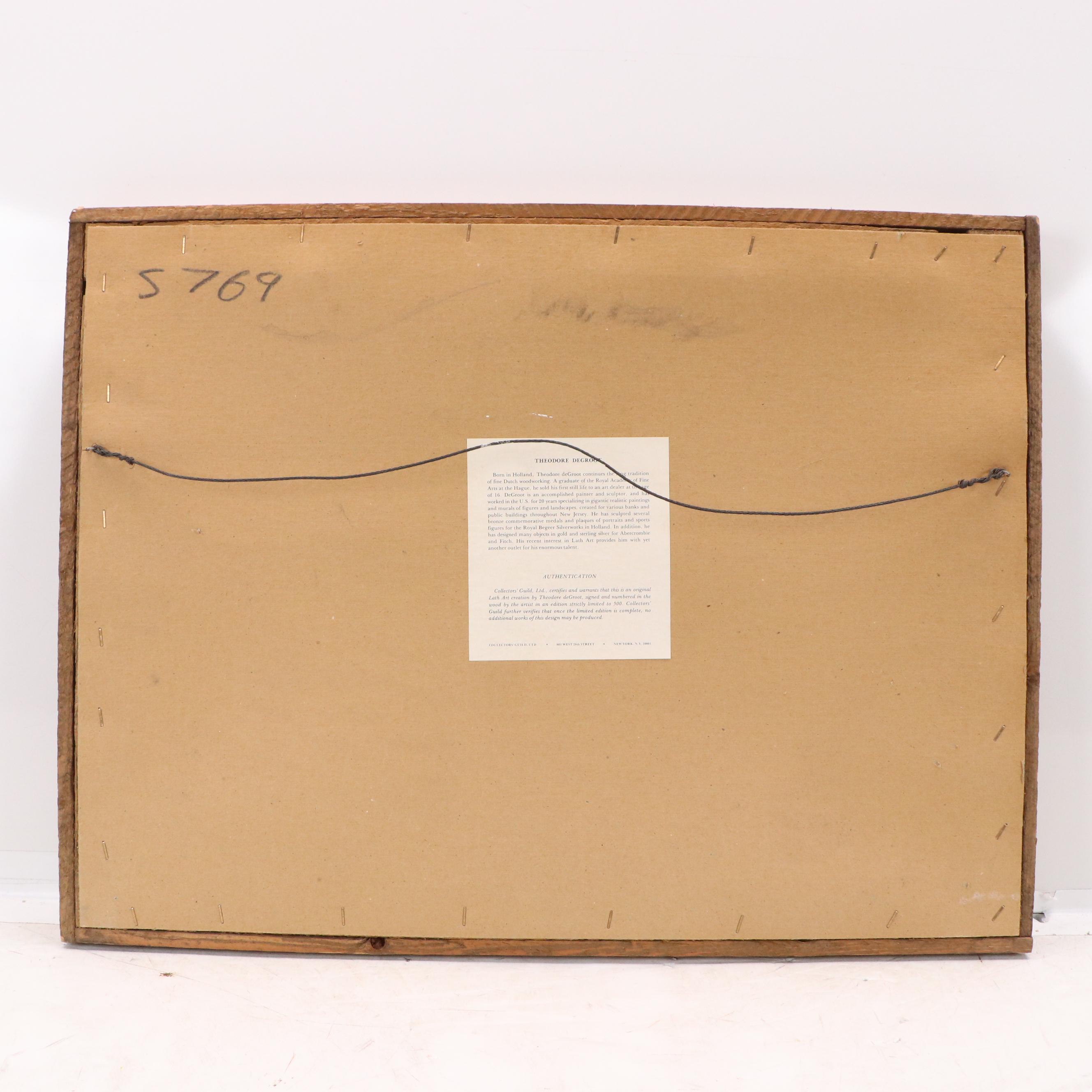 Theodore DeGroot Folk Art Style Wood Lath Art of Covered Bridge, Circa 1970