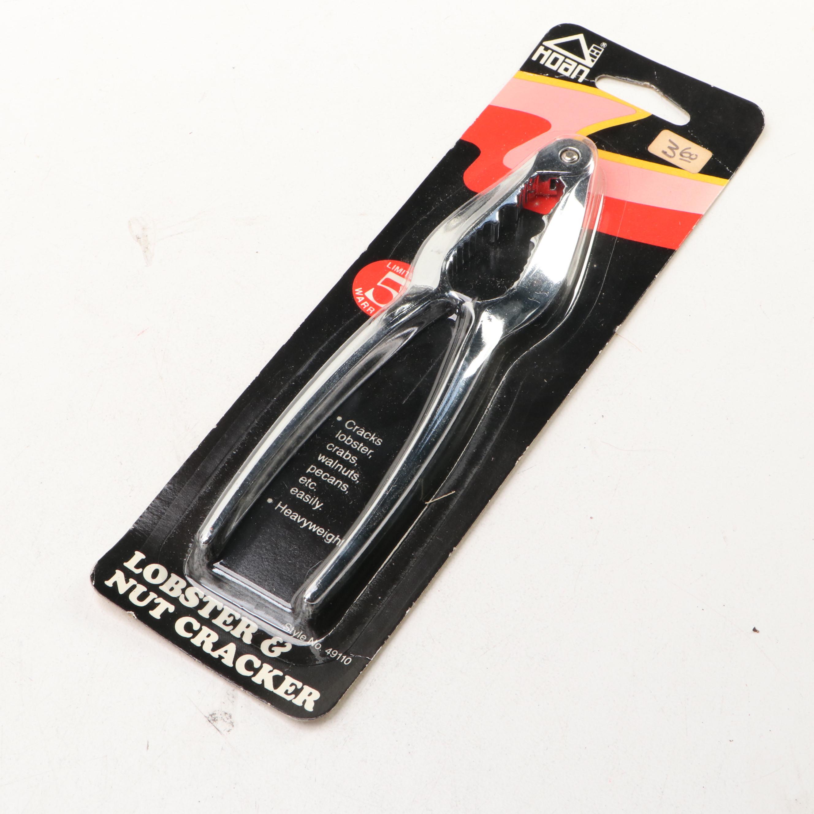 Mid Century Modern Style Carved Wood Nut Bowl with Mallet and Other Kitchenware