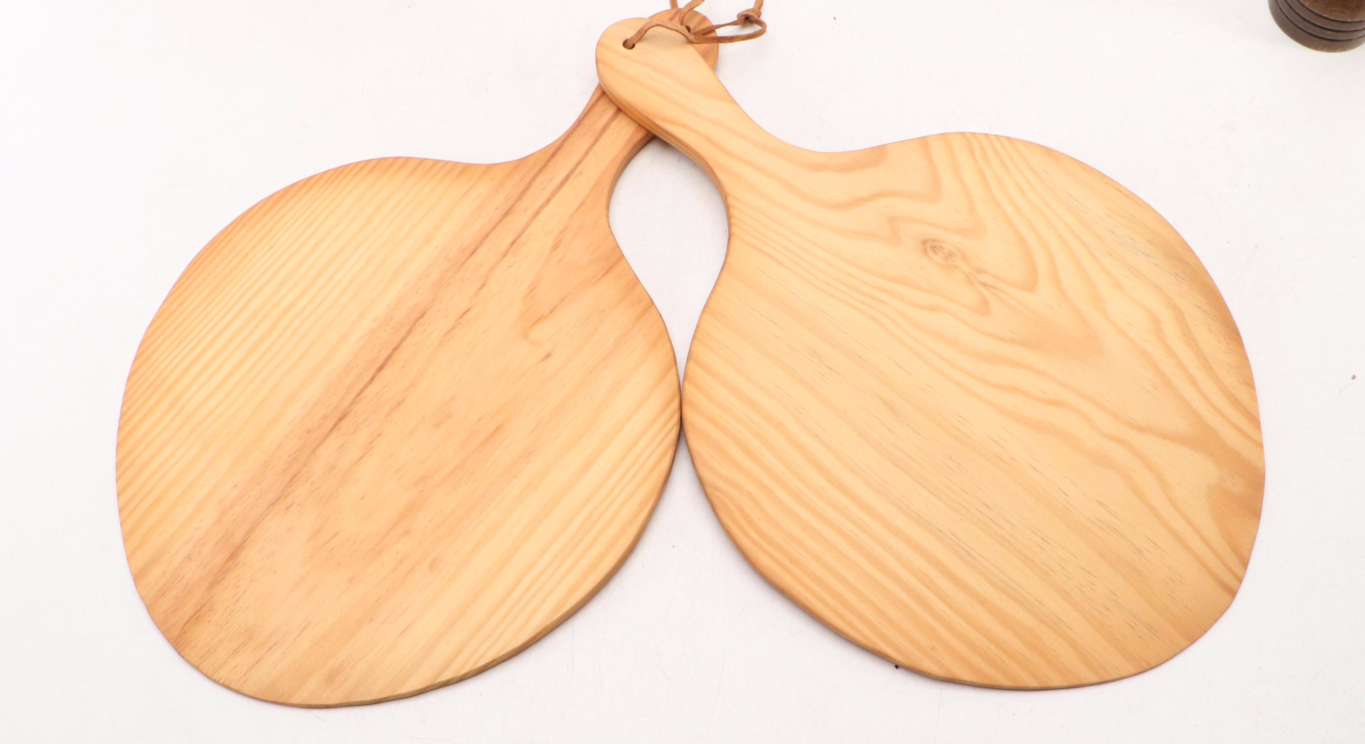 Mid Century Modern Style Carved Wood Nut Bowl with Mallet and Other Kitchenware