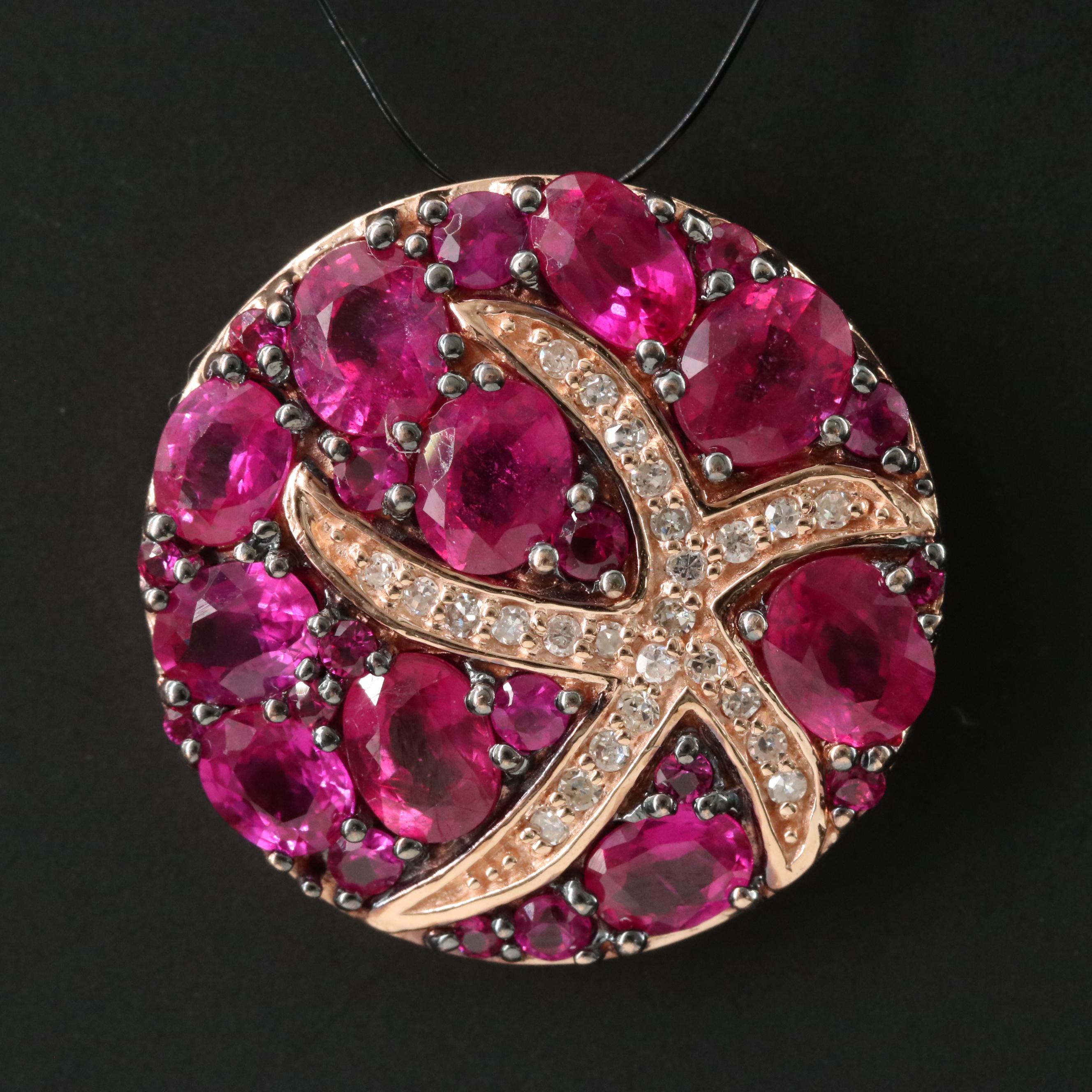 EFFY 14K Rose Gold Ruby and Diamond Starfish Pendant