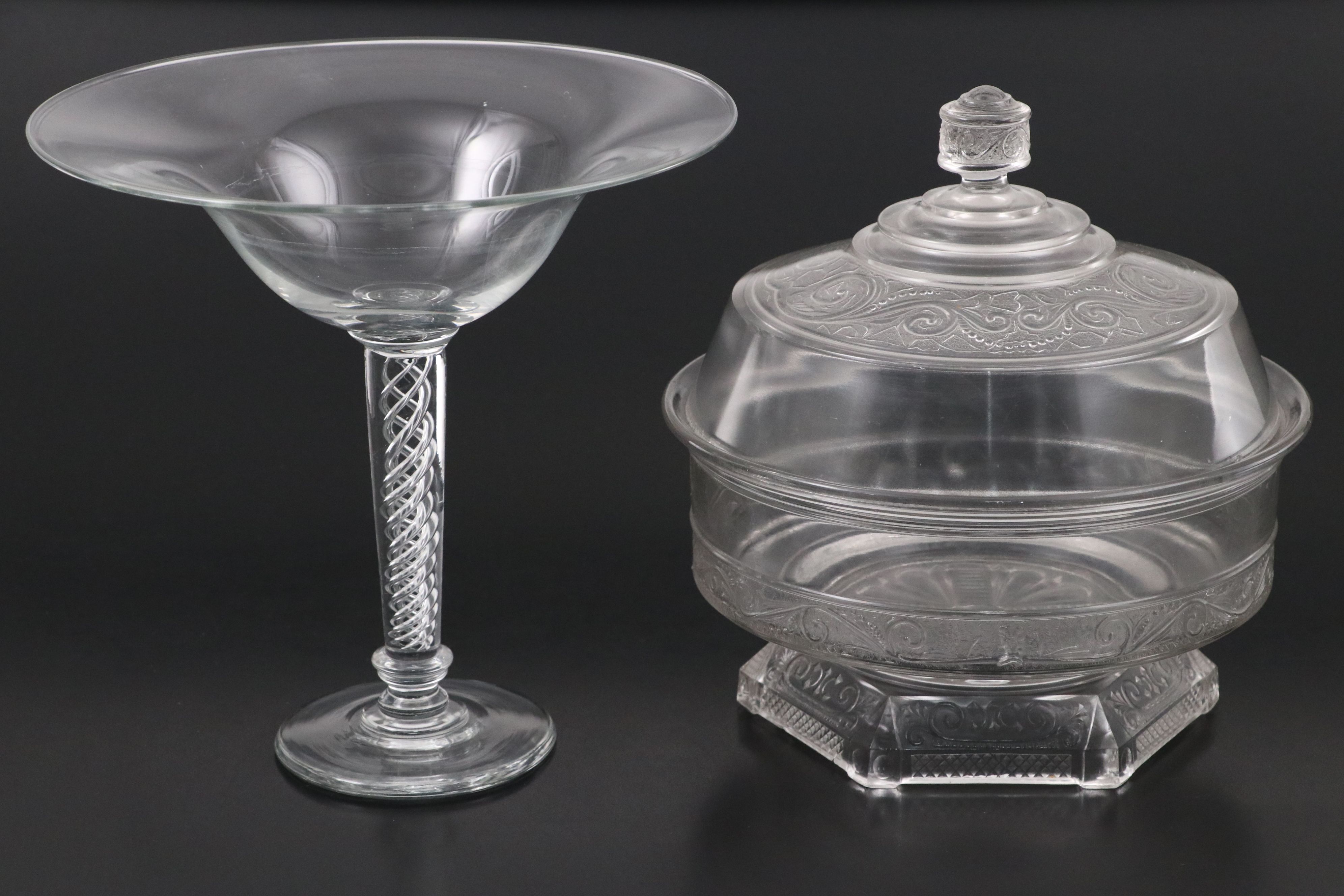 Etched Glass Seafood Cocktails, Glass Compotes, and More Glass Table Décor