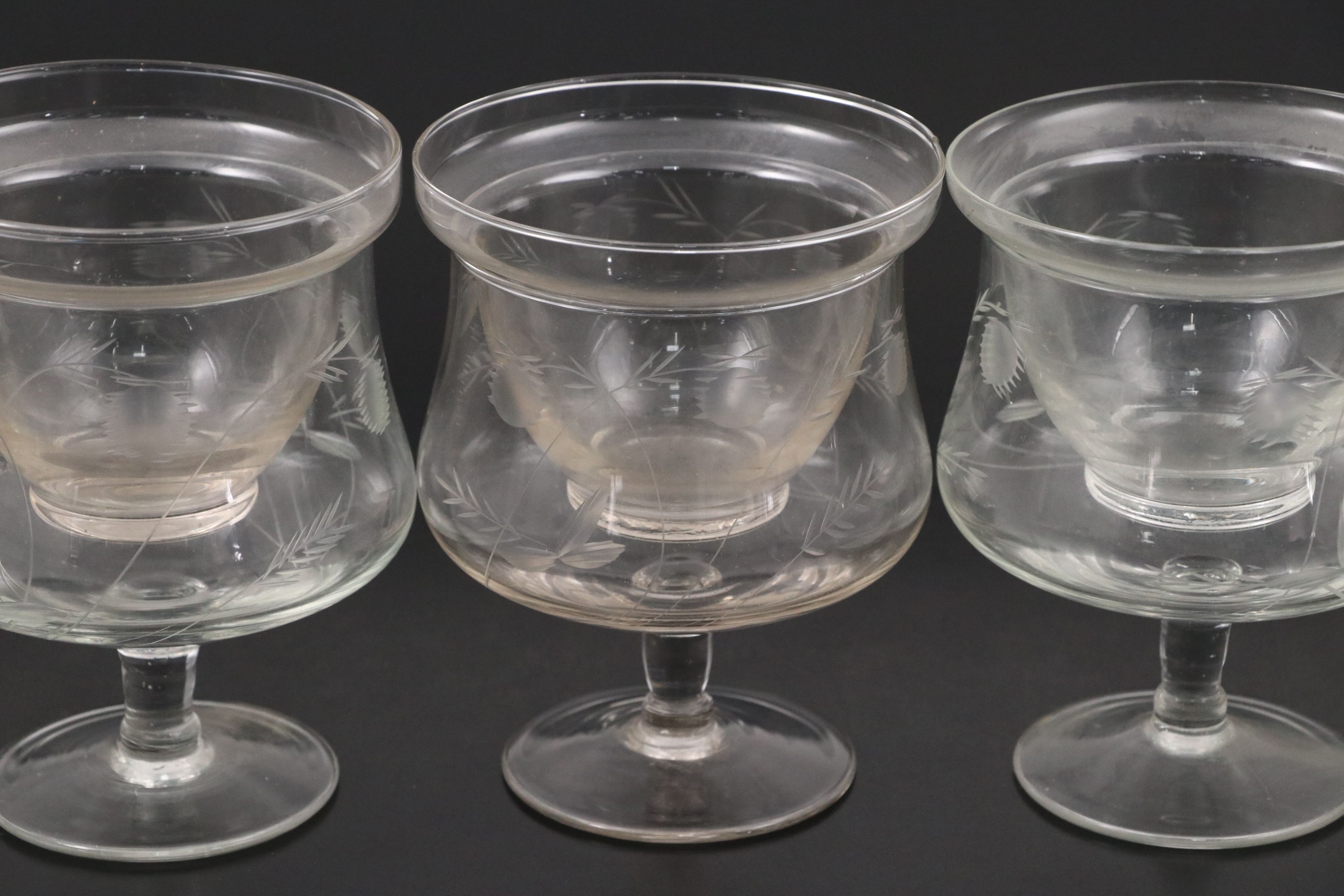 Etched Glass Seafood Cocktails, Glass Compotes, and More Glass Table Décor