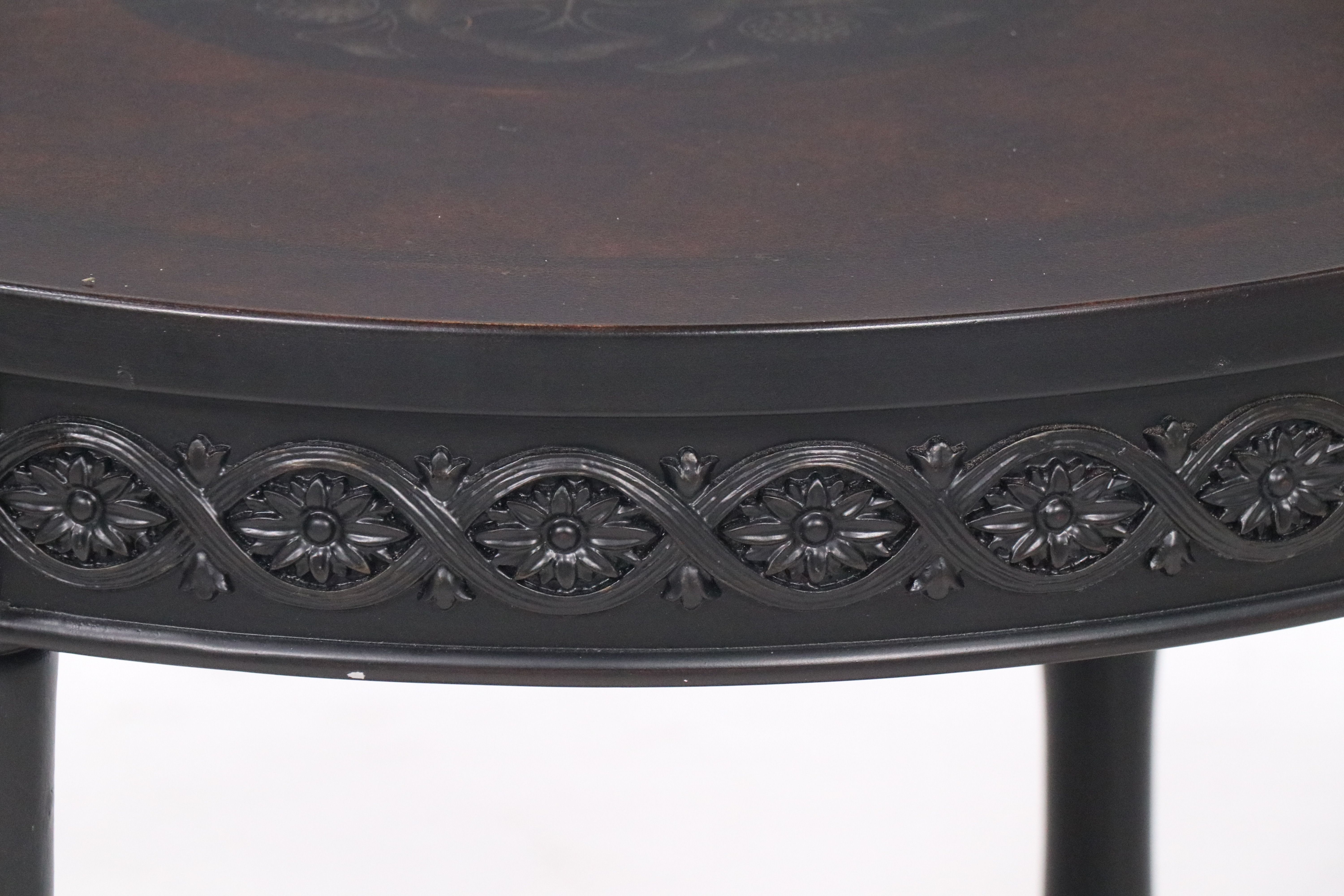 Two-Tiered Carved Ebonized Wood Center Table
