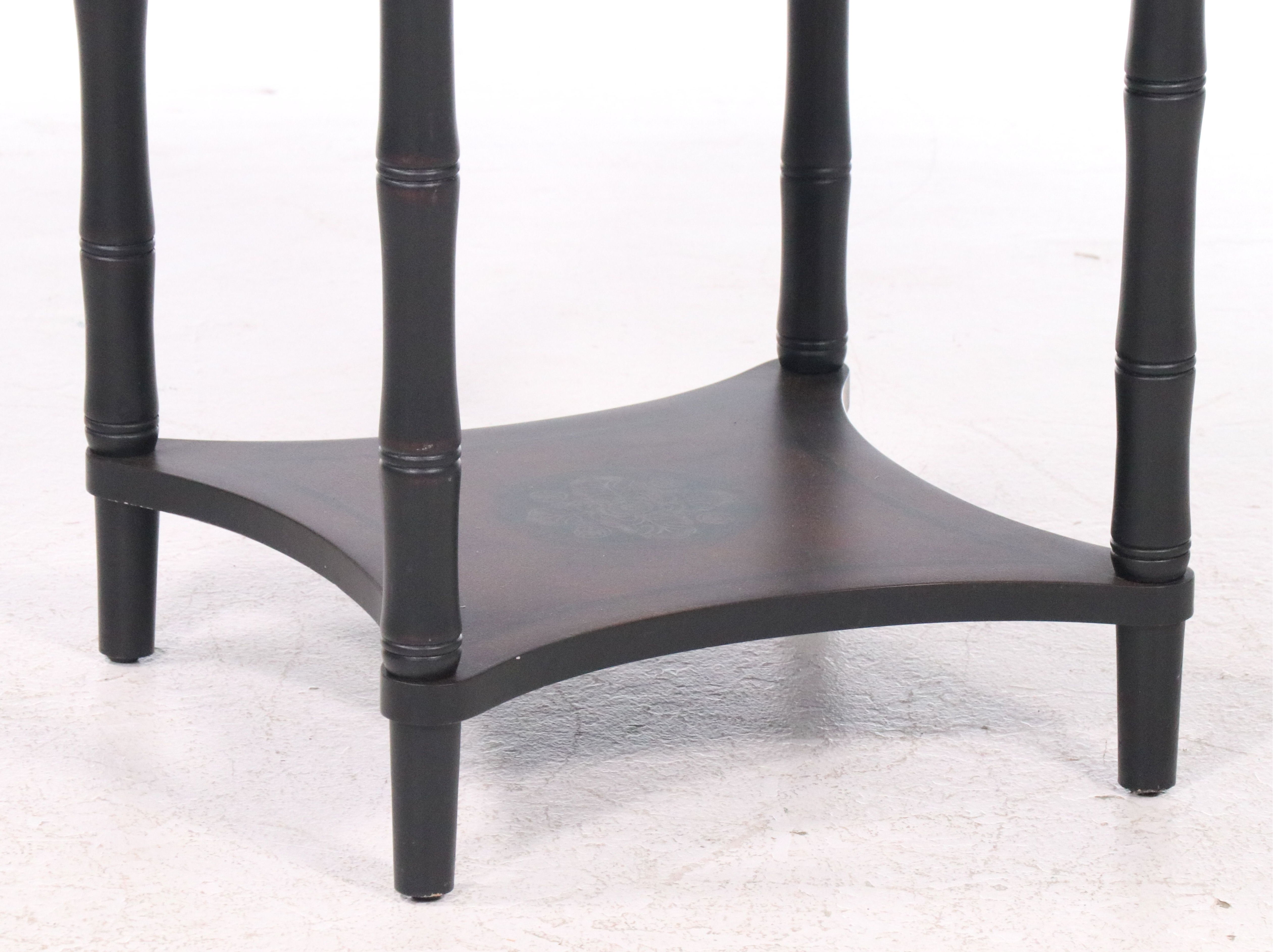 Two-Tiered Carved Ebonized Wood Center Table