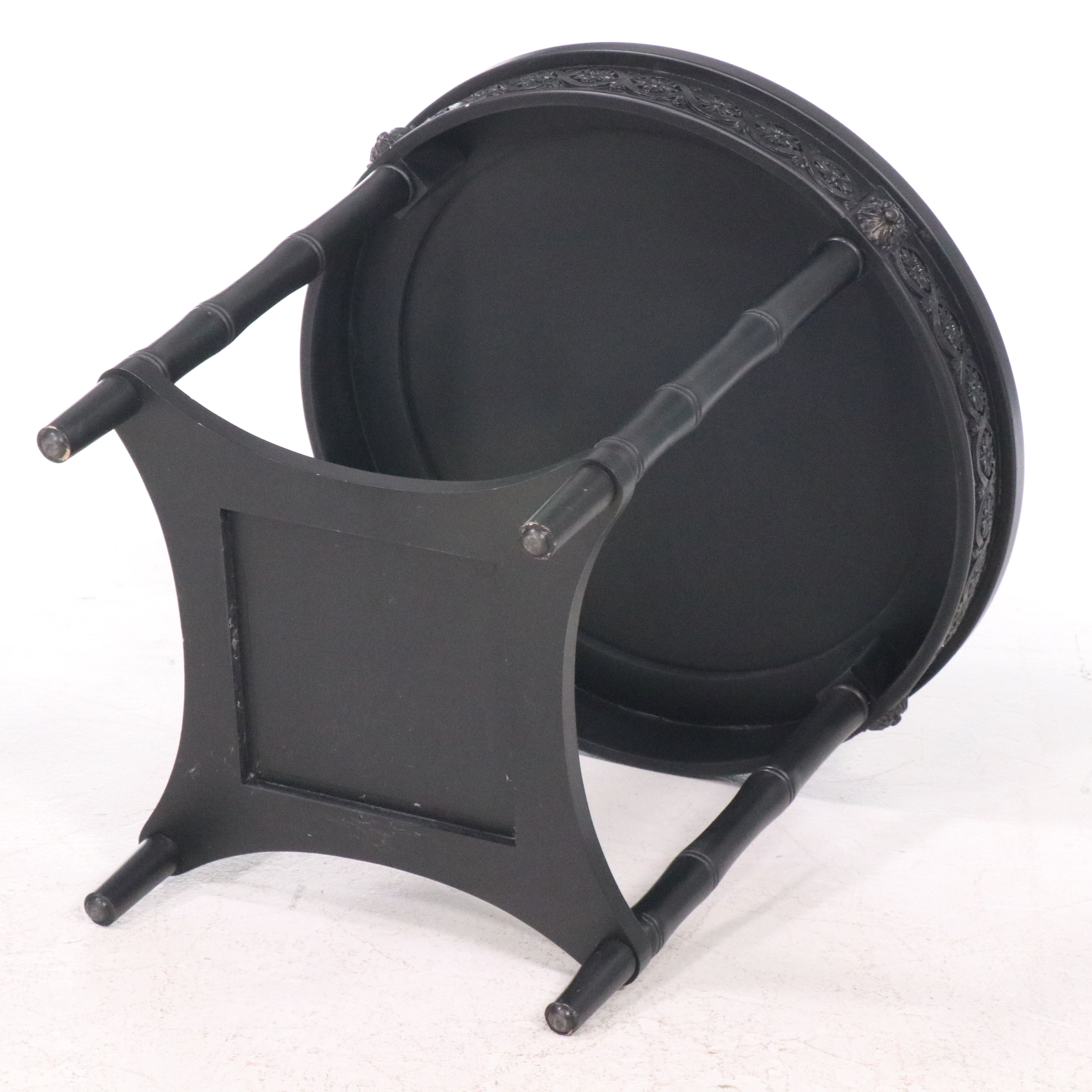 Two-Tiered Carved Ebonized Wood Center Table