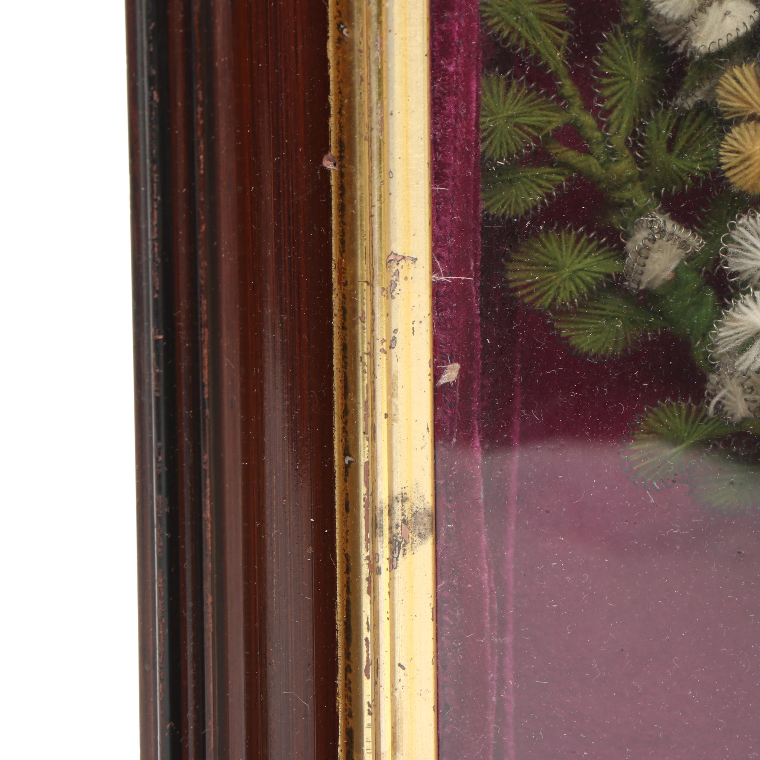 Vintage Framed Handmade Wool Bouquet