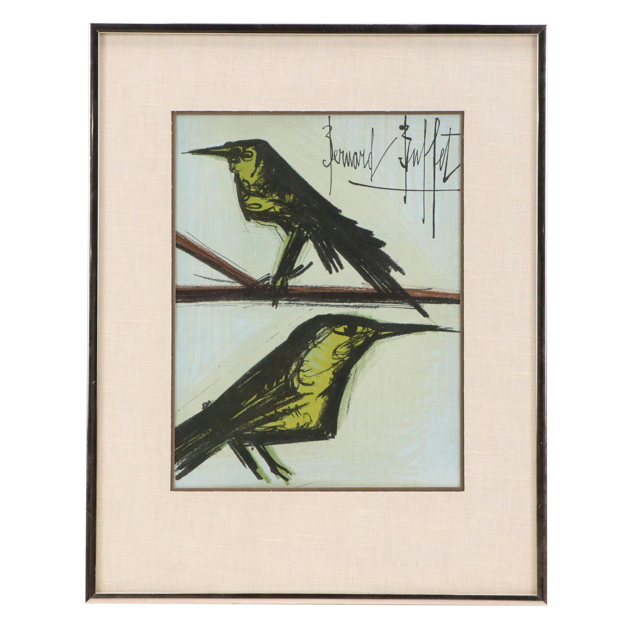 Bernard Buffet Lithograph "Les Deux Oiseaux," Late 20th Century