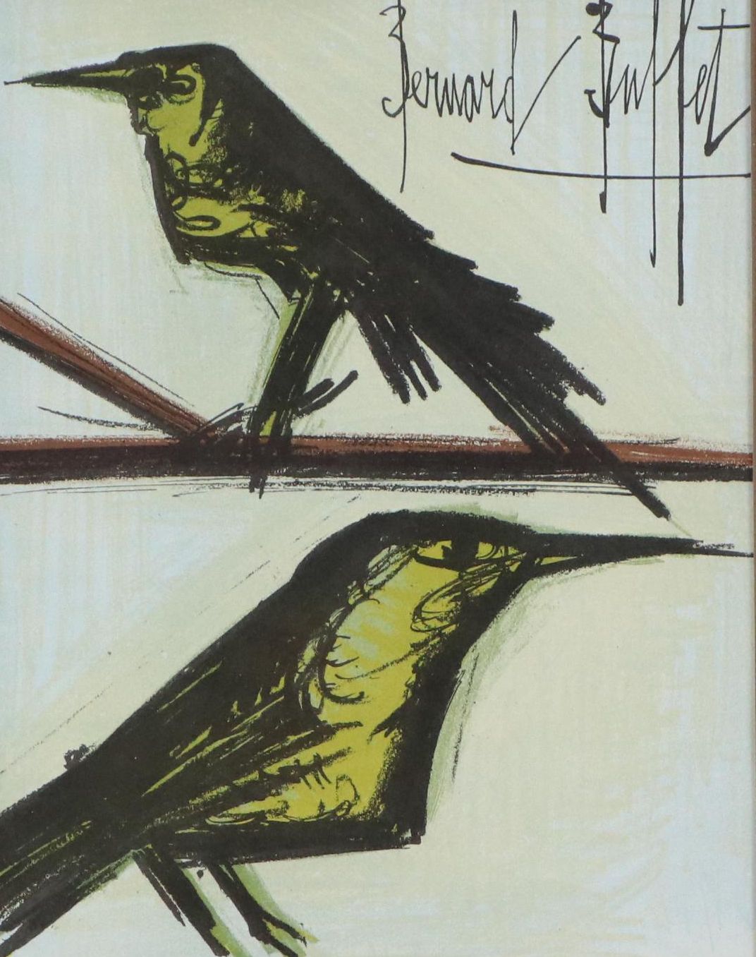 Bernard Buffet Lithograph "Les Deux Oiseaux," Late 20th Century