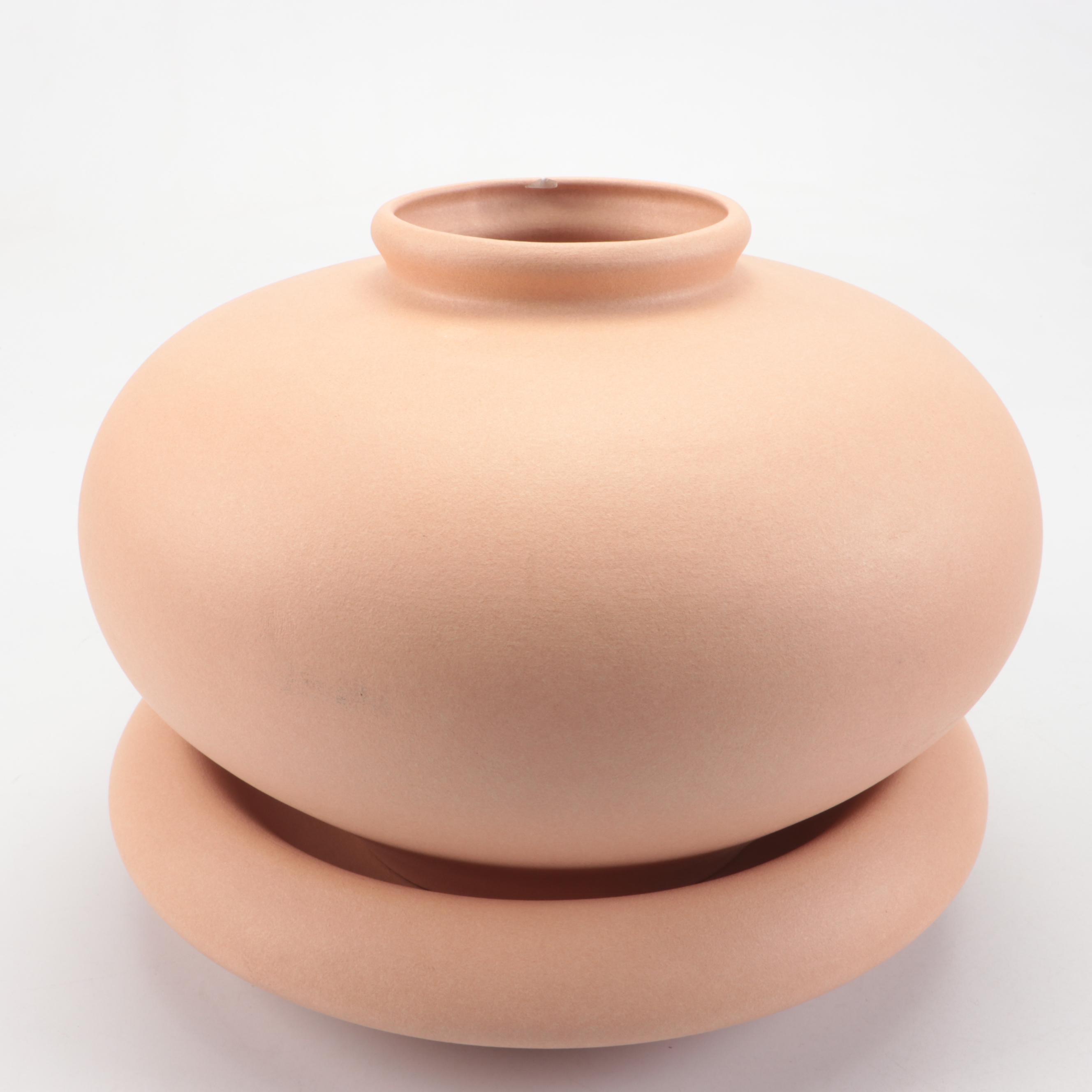 Seville Industries Matte Finish Ceramic Vases and Underplate
