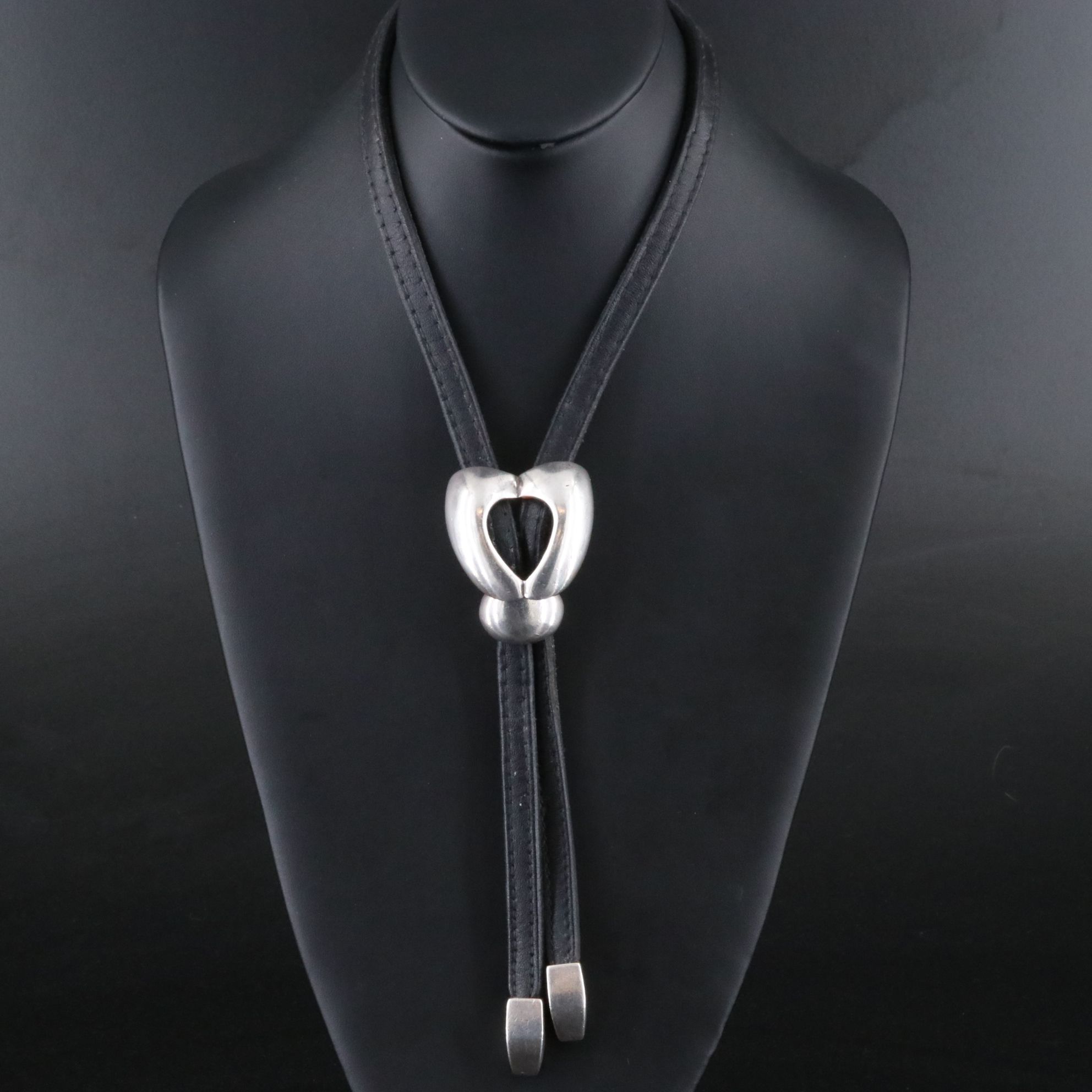 Western Sterling and Leather Bolo Tie