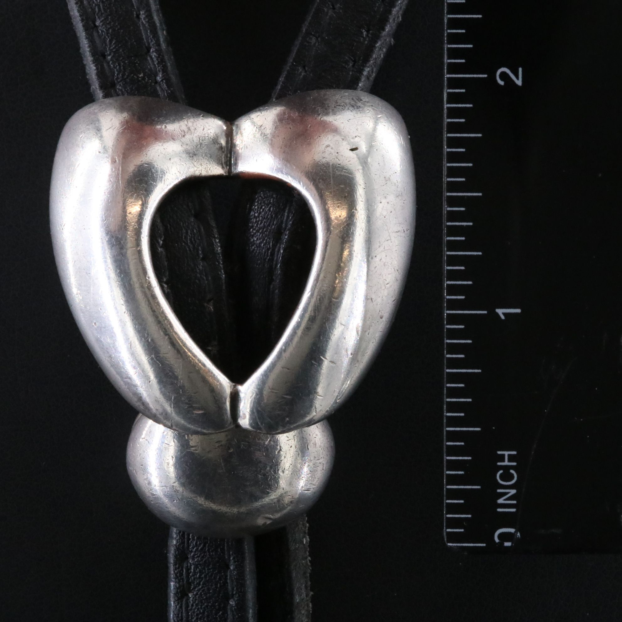 Western Sterling and Leather Bolo Tie