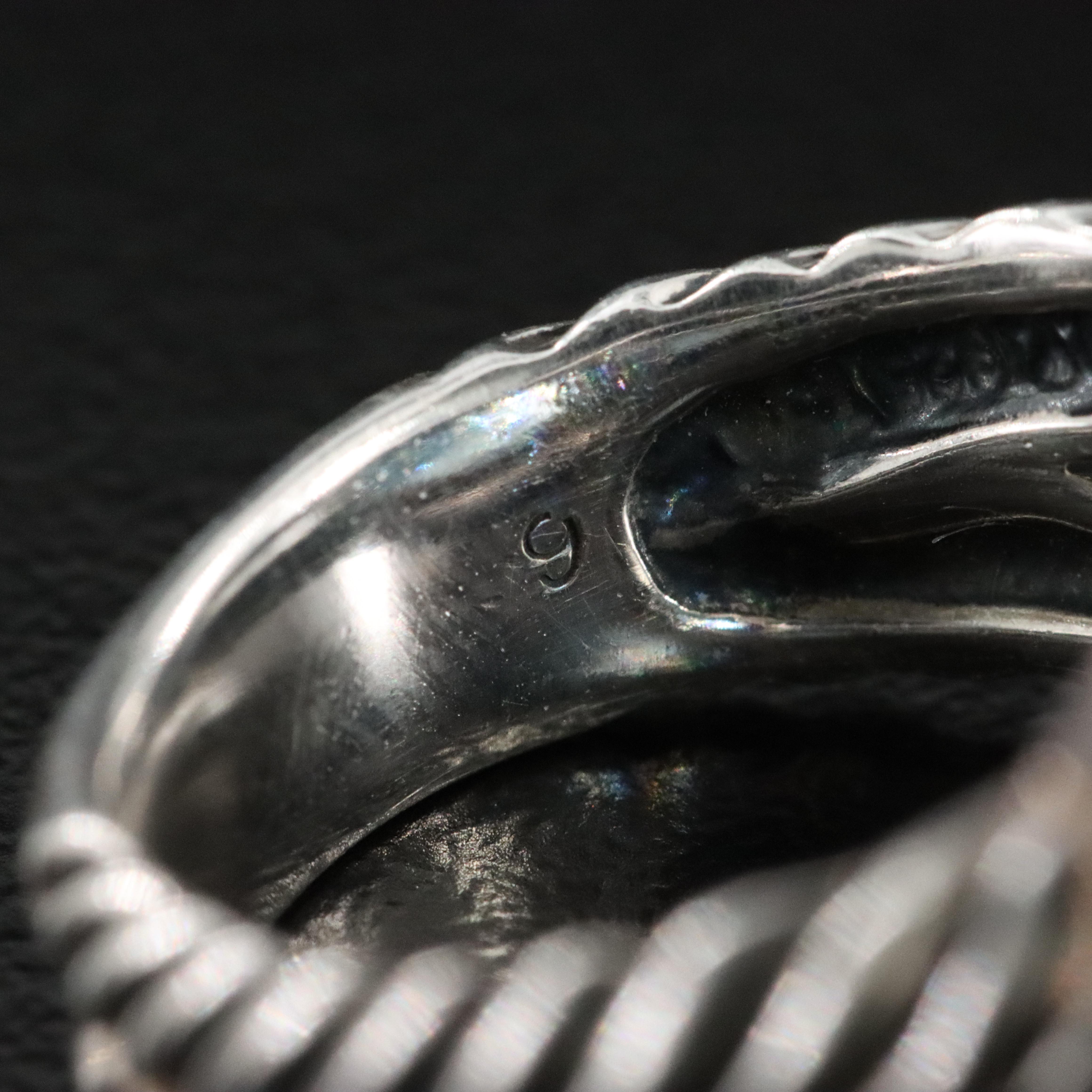 David Yurman Albion Sterling Blue Topaz and Diamond Ring with 18K Bezel